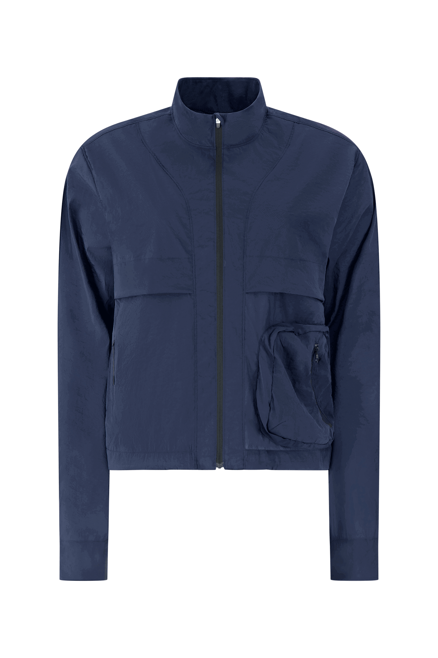 Literary Sport - Womens Celeste Packable Running Jacket with Strand Collar - Night Dark Blue