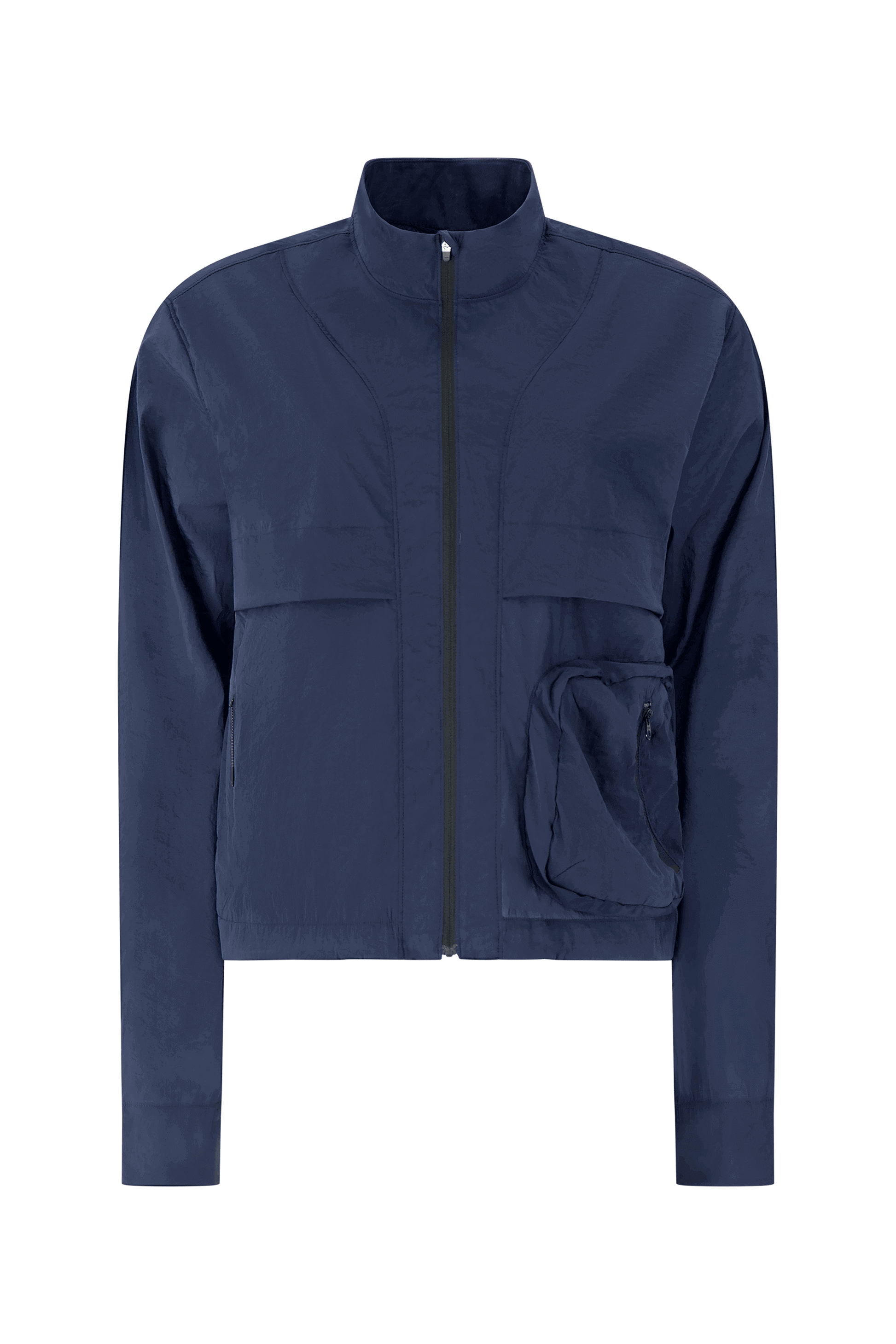 Literary Sport - Womens Celeste Packable Running Jacket with Strand Collar - Night Dark Blue