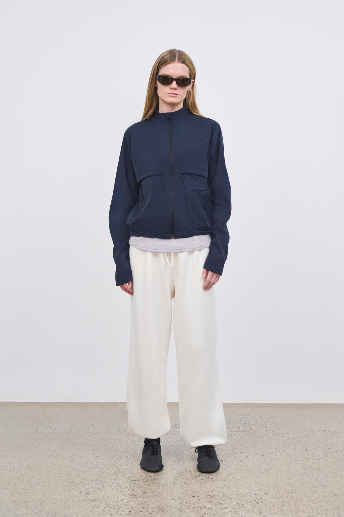 Literary Sport - Womens Celeste Packable Running Jacket with Strand Collar - Night Dark Blue