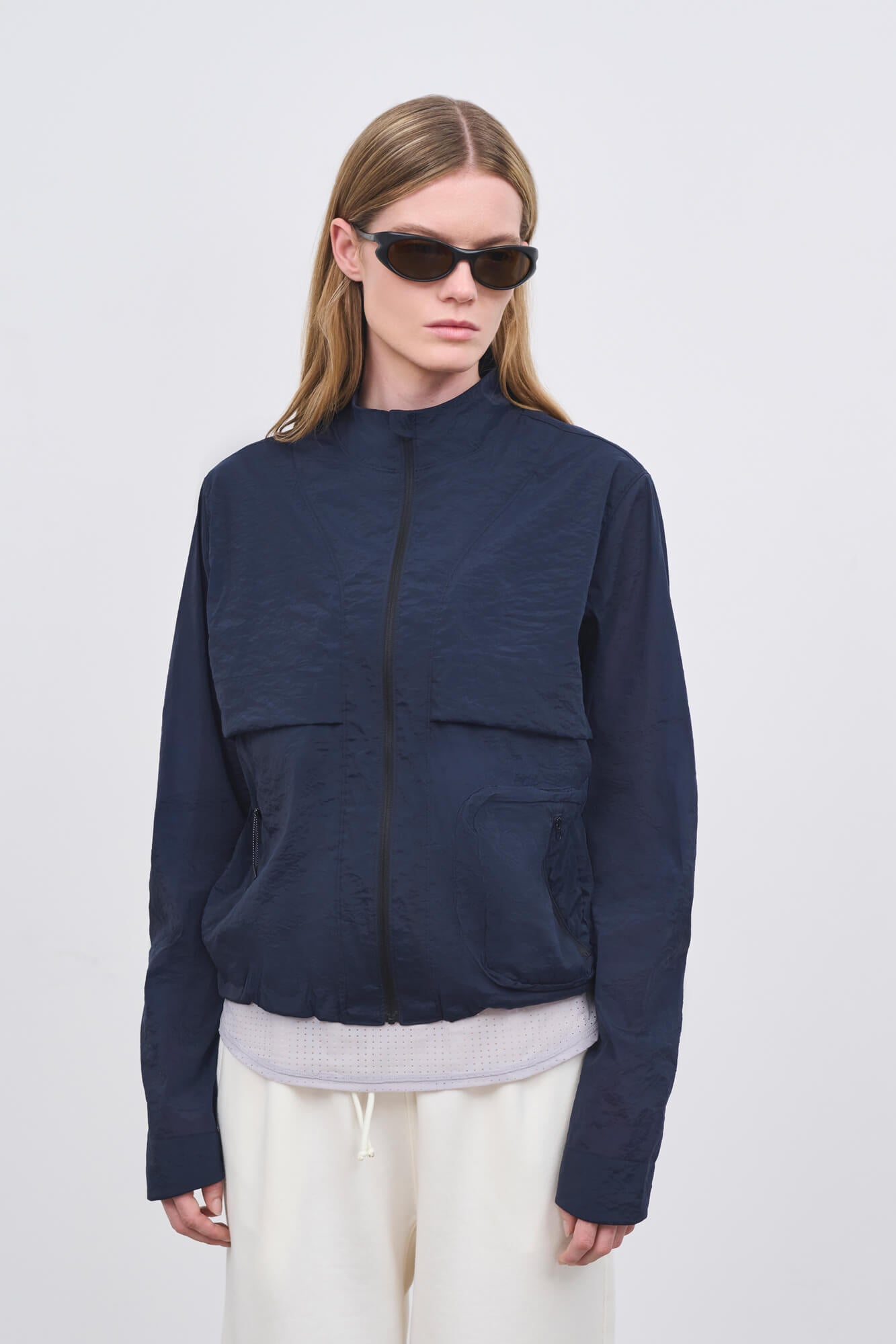 Literary Sport - Womens Celeste Packable Running Jacket with Strand Collar - Night Dark Blue