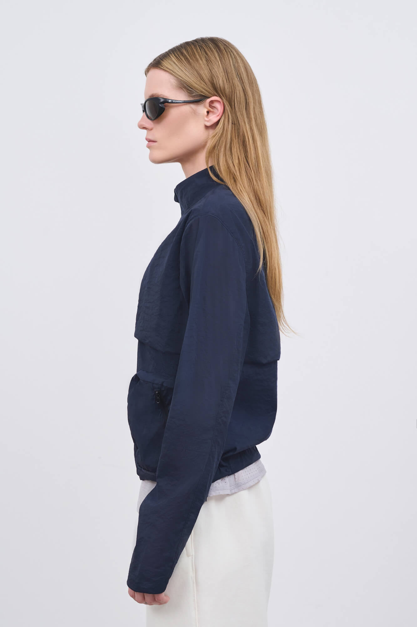Literary Sport - Womens Celeste Packable Running Jacket with Strand Collar - Night Dark Blue