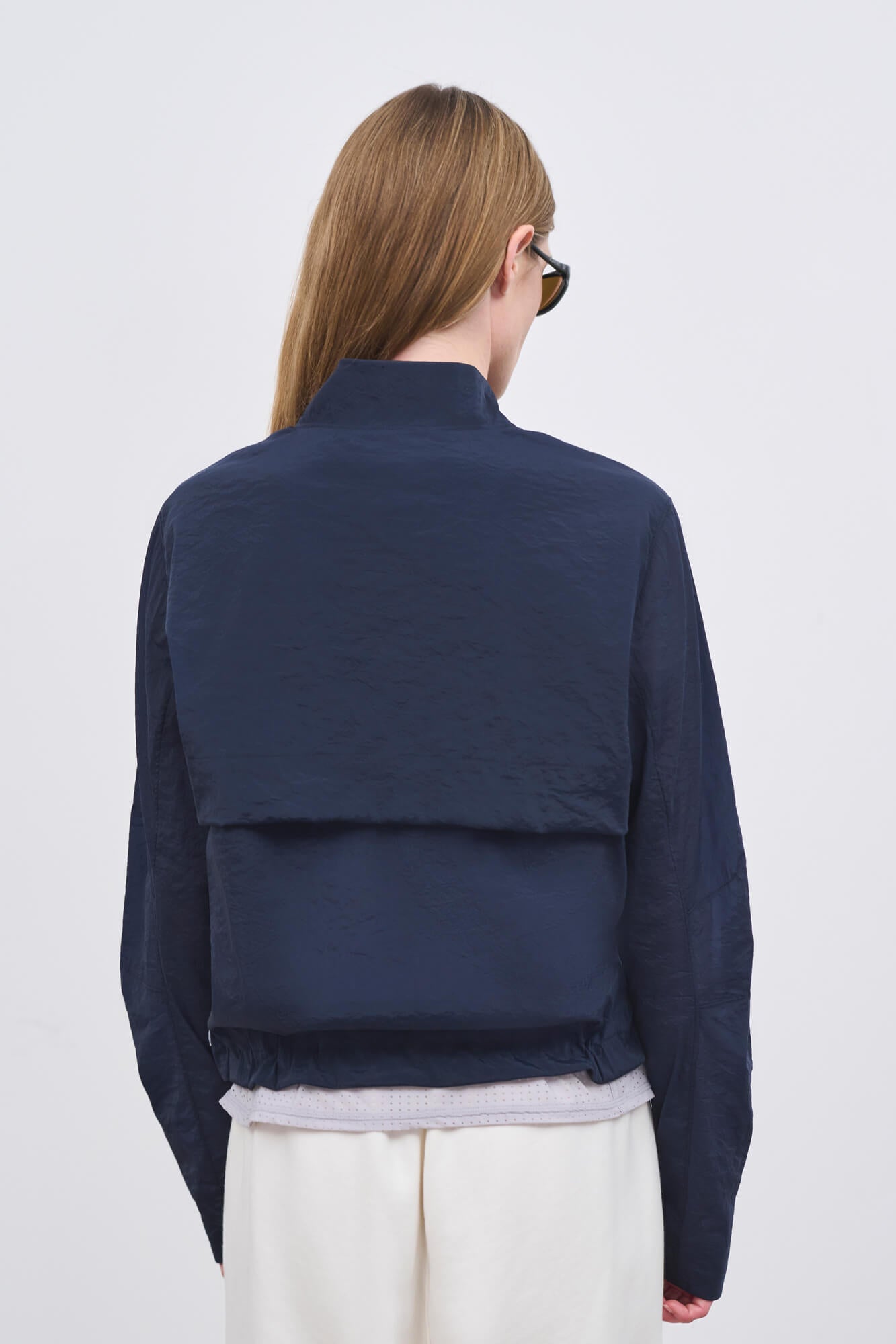 Literary Sport - Womens Celeste Packable Running Jacket with Strand Collar - Night Dark Blue