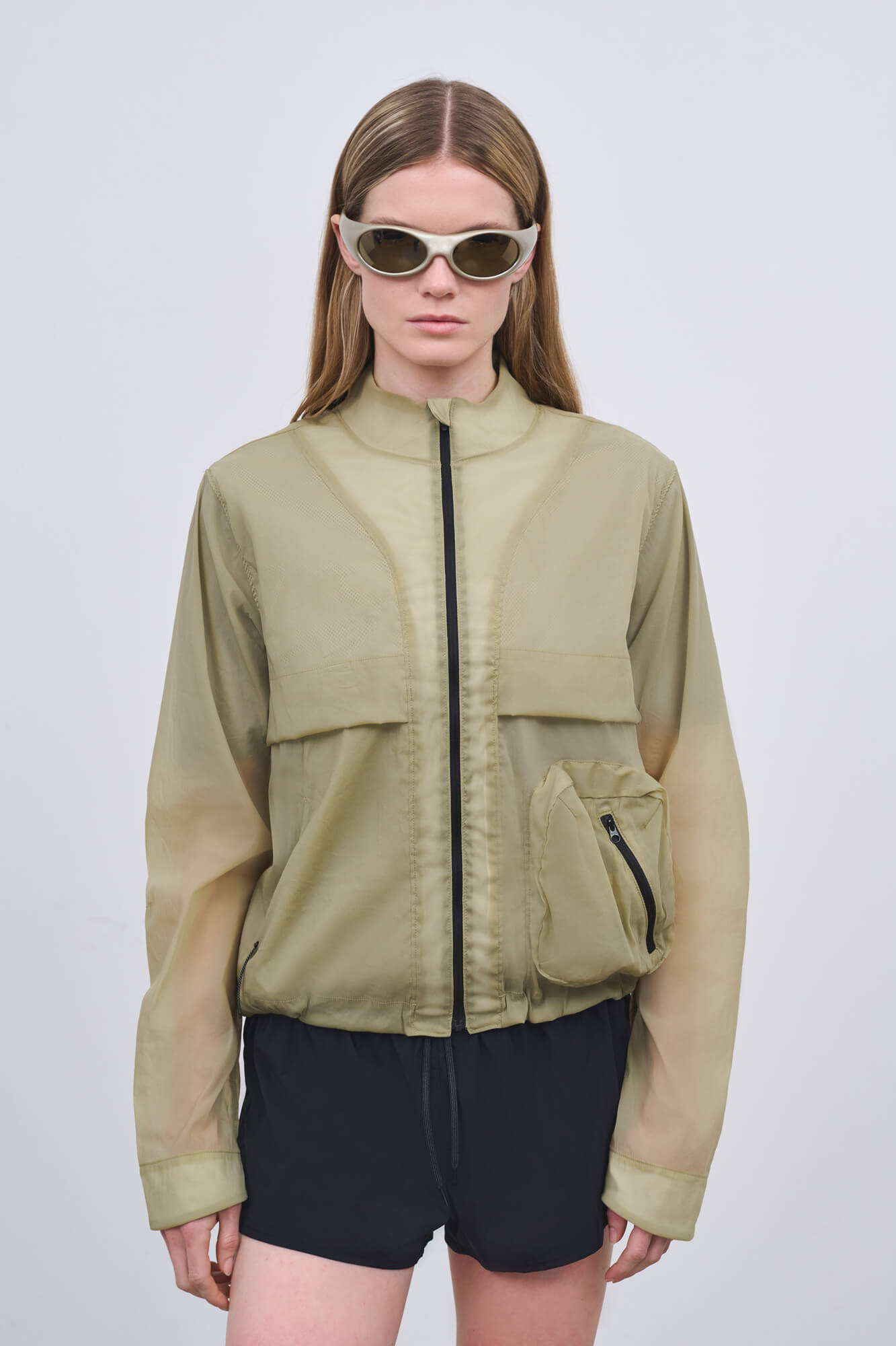 Literary Sport - Womens Celeste Packable Running Jacket with Strand Collar - Tan