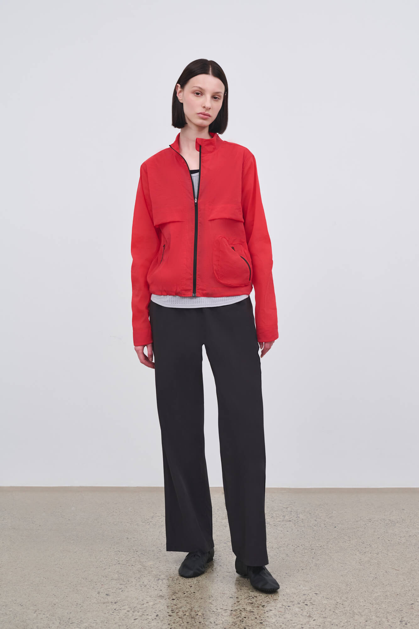 Literary Sport - Womens Celeste Packable Running Jacket with Strand Collar - Scarlet Red