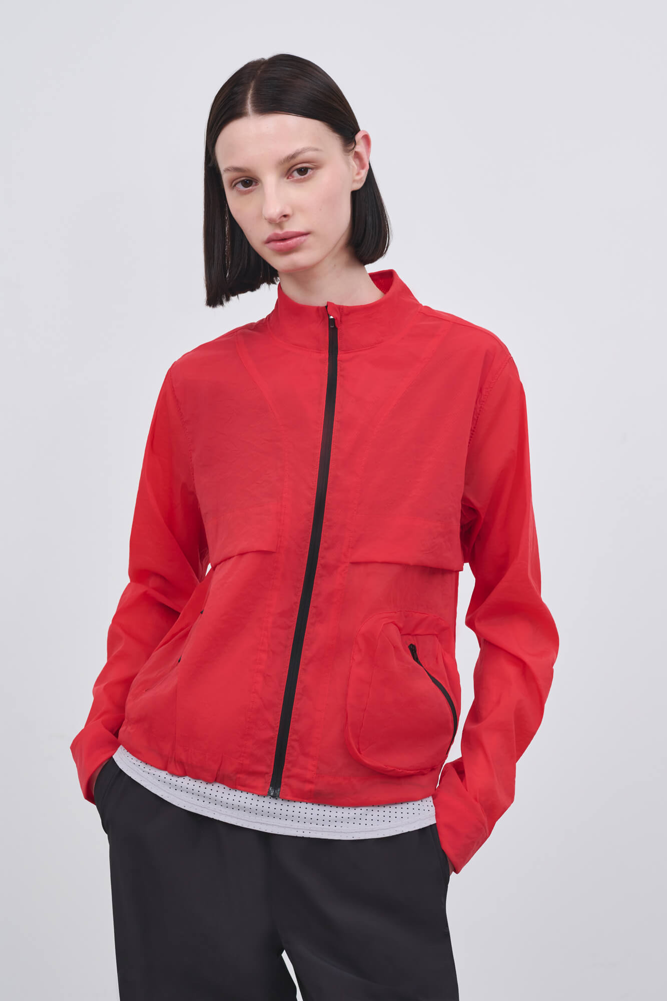 Literary Sport - Womens Celeste Packable Running Jacket with Strand Collar - Scarlet Red