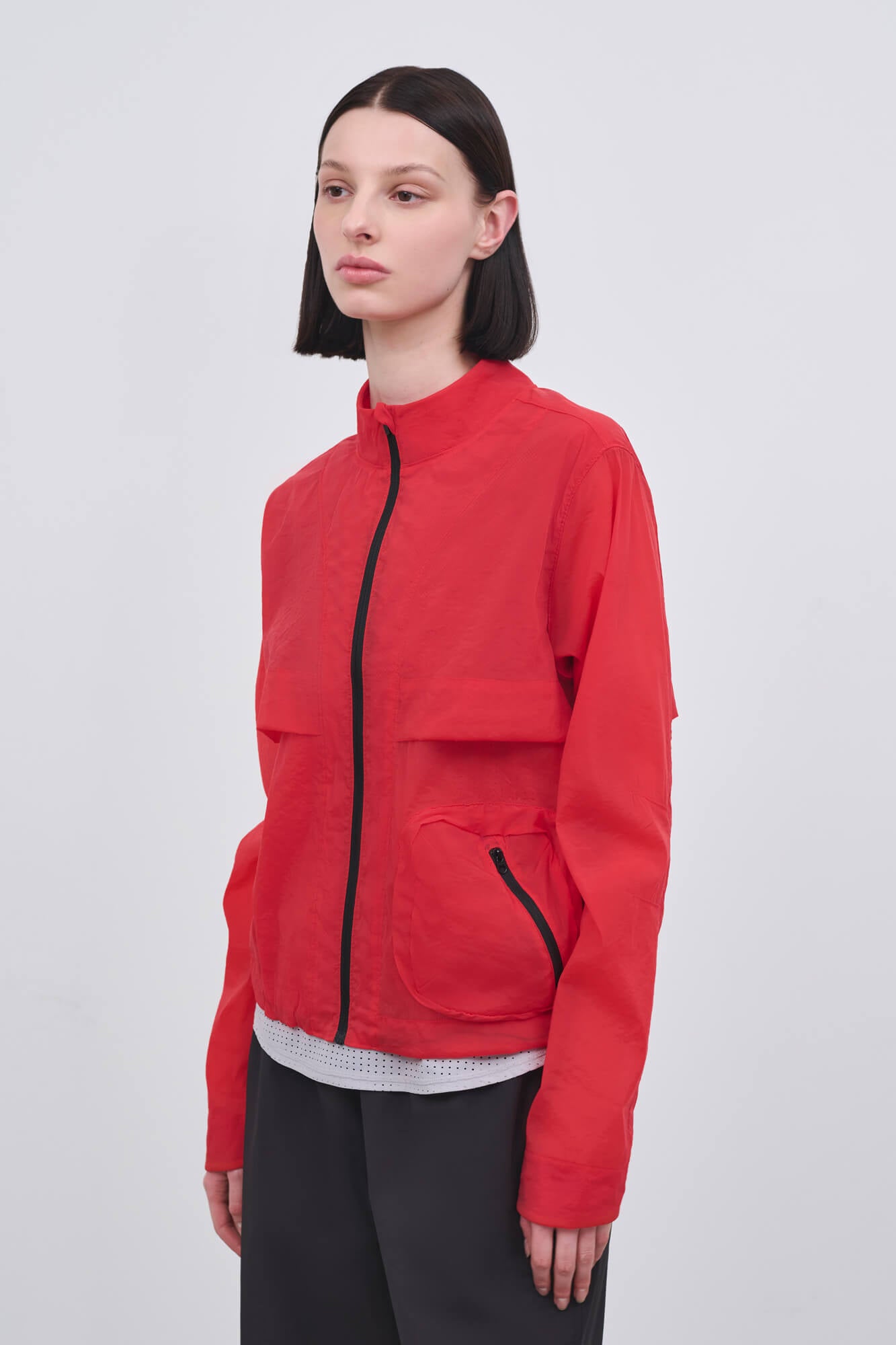 Literary Sport - Womens Celeste Packable Running Jacket with Strand Collar - Scarlet Red