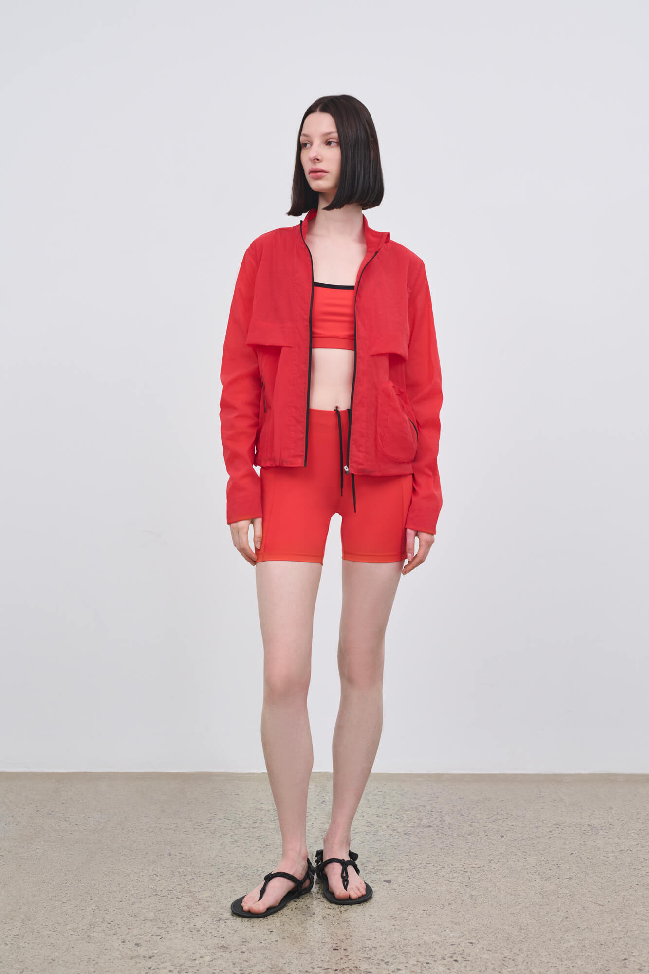 Literary Sport - Womens Celeste Packable Running Jacket with Strand Collar - Scarlet Red