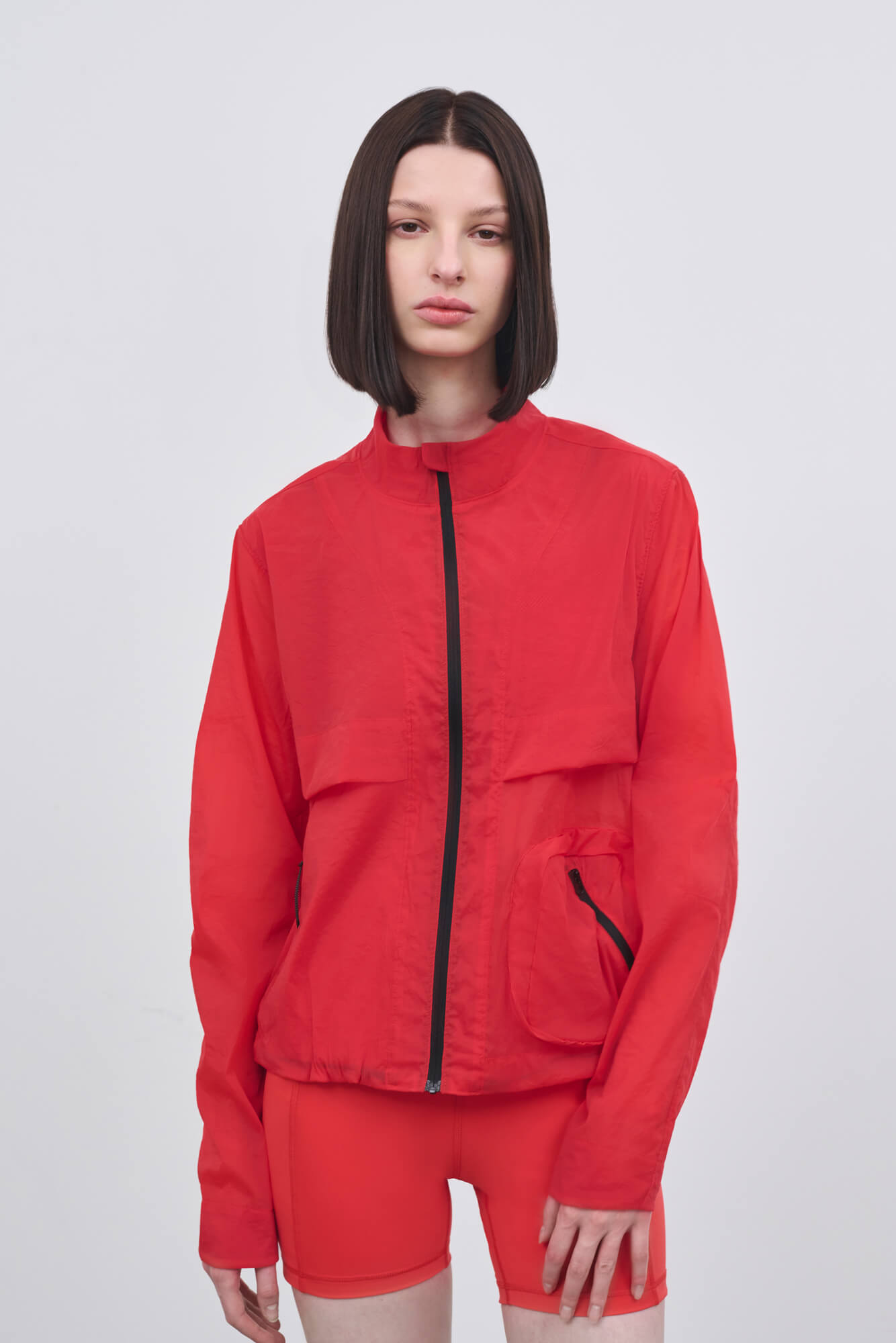 Literary Sport - Womens Celeste Packable Running Jacket with Strand Collar - Scarlet Red