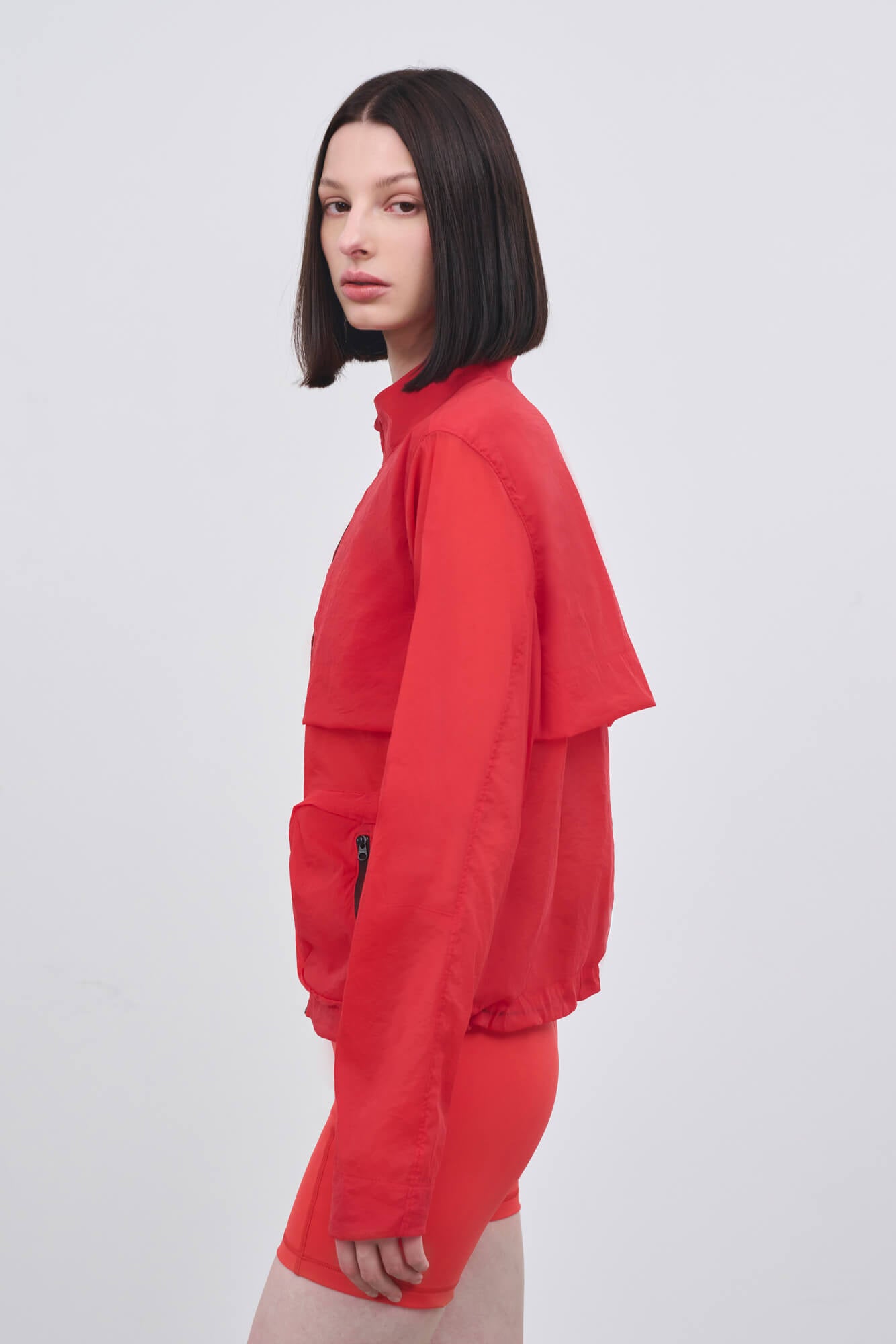 Literary Sport - Womens Celeste Packable Running Jacket with Strand Collar - Scarlet Red