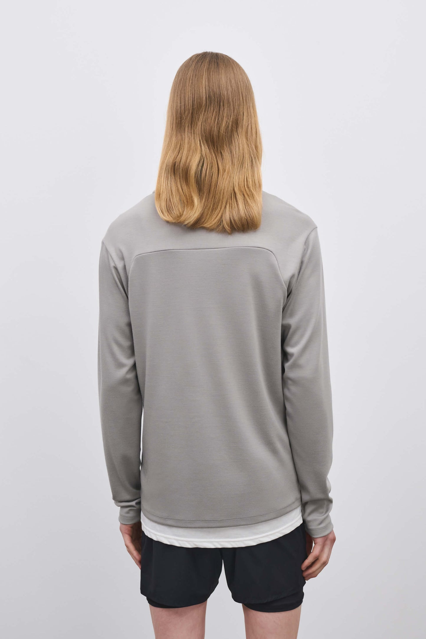 Literary Sport - Claude Mens Quarter Zip Running Long Sleeve T-Shirt - Grey
