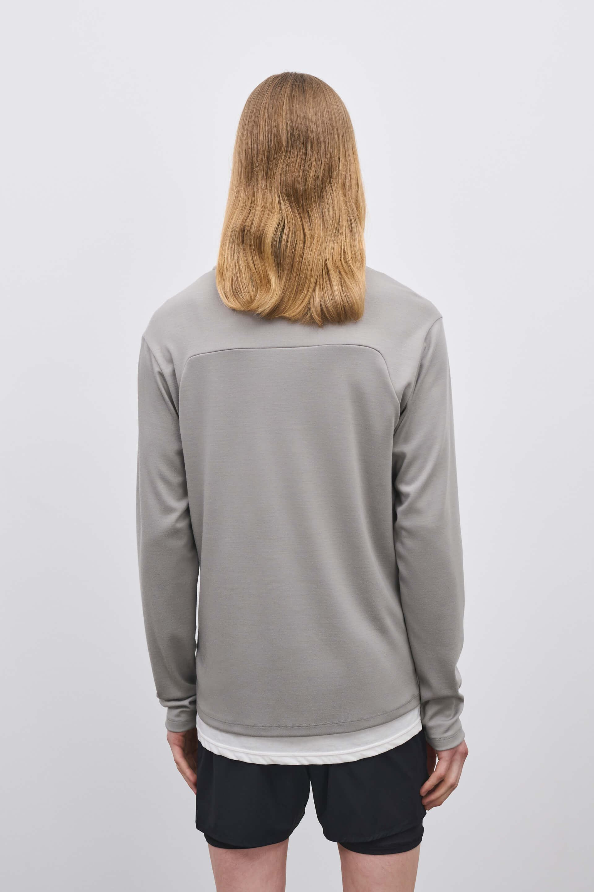 Literary Sport - Claude Mens Quarter Zip Running Long Sleeve T-Shirt - Grey