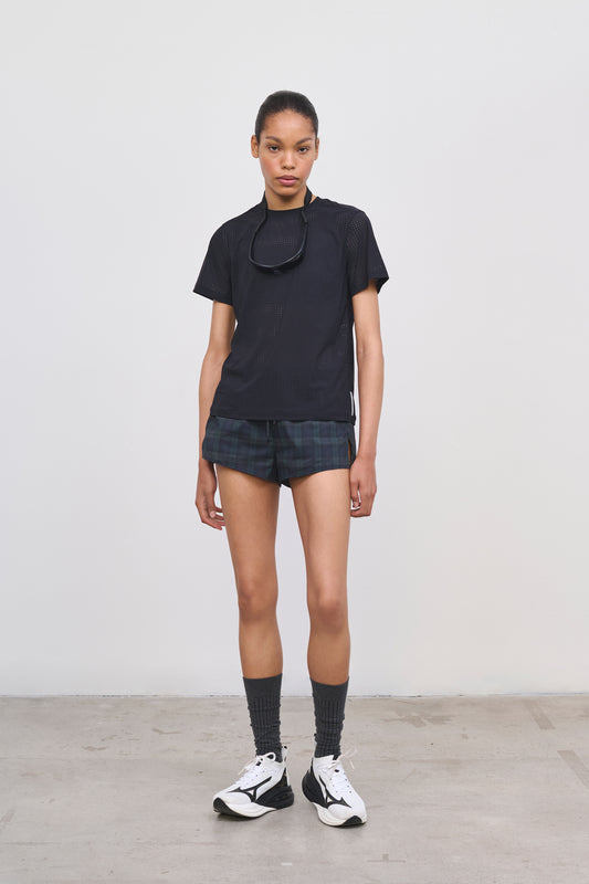 Literary Sport - Women's Running Short with Liner - Dori 2" Short in Green Blackwatch Tartan