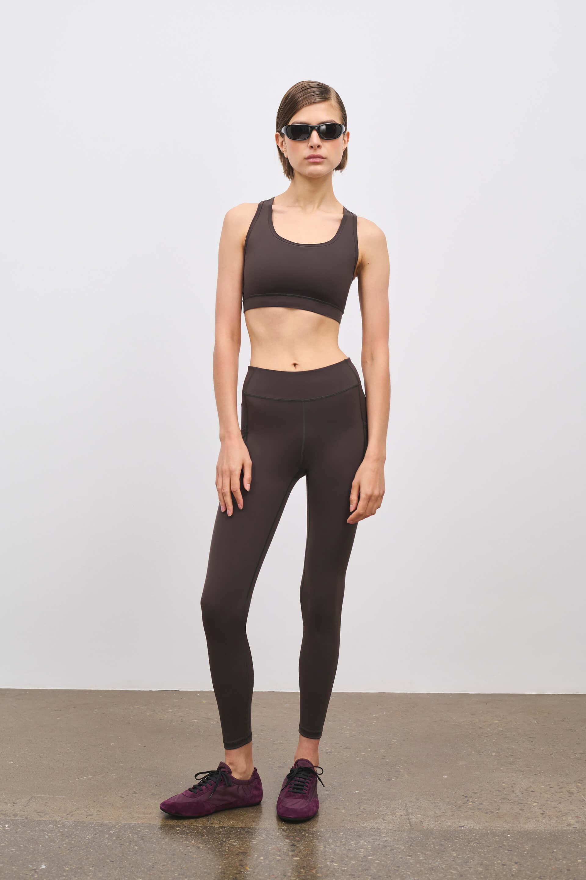 Literary Sport | Emma Womens Full Length Running Tight - Ash Dark Brown