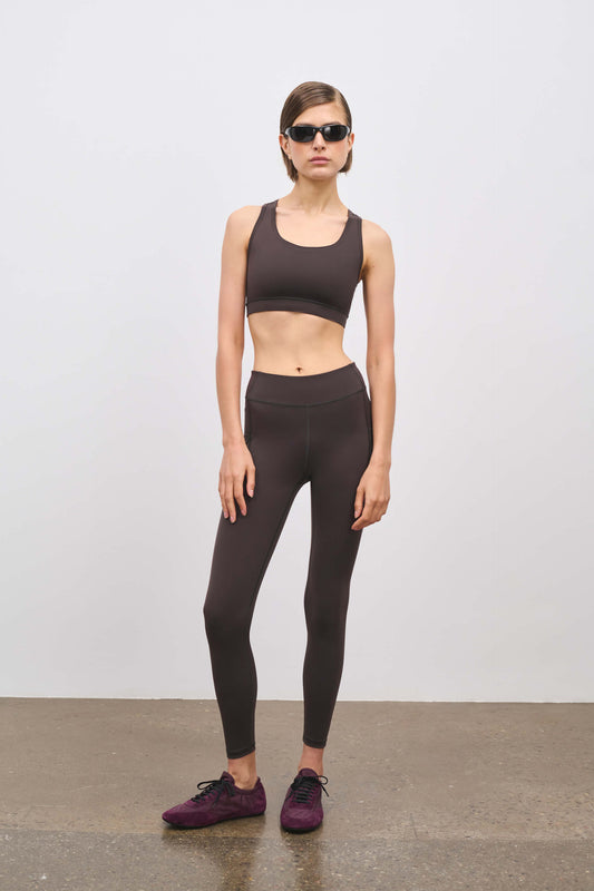 Literary Sport | Emma Womens Full Length Running Tight - Ash Dark Brown