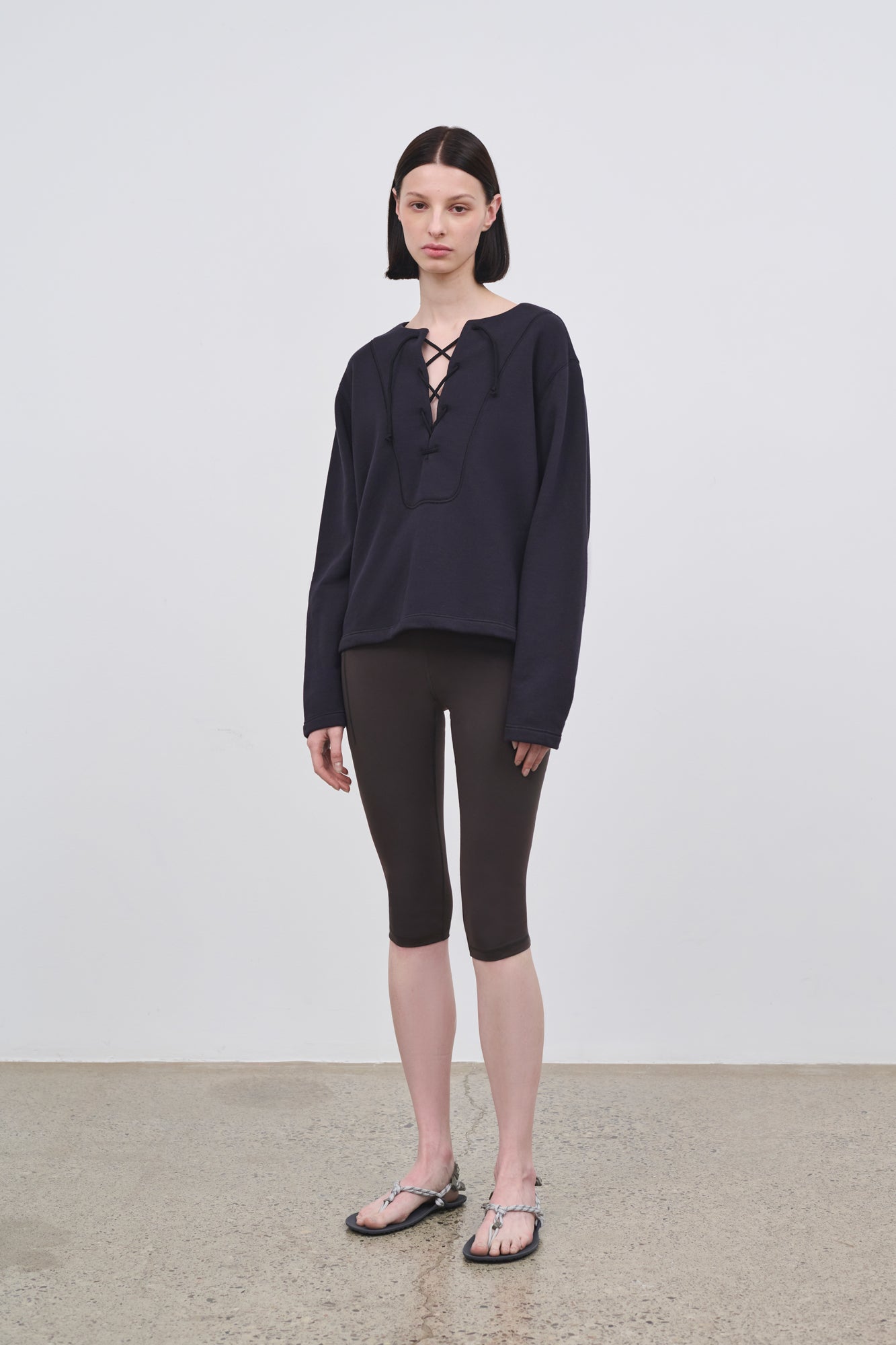 Literary Sport - Womens Daphne Lace Up Sweatshirt - Black