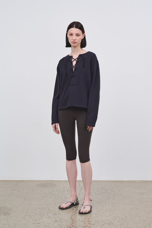 Literary Sport - Womens Daphne Lace Up Sweatshirt - Black