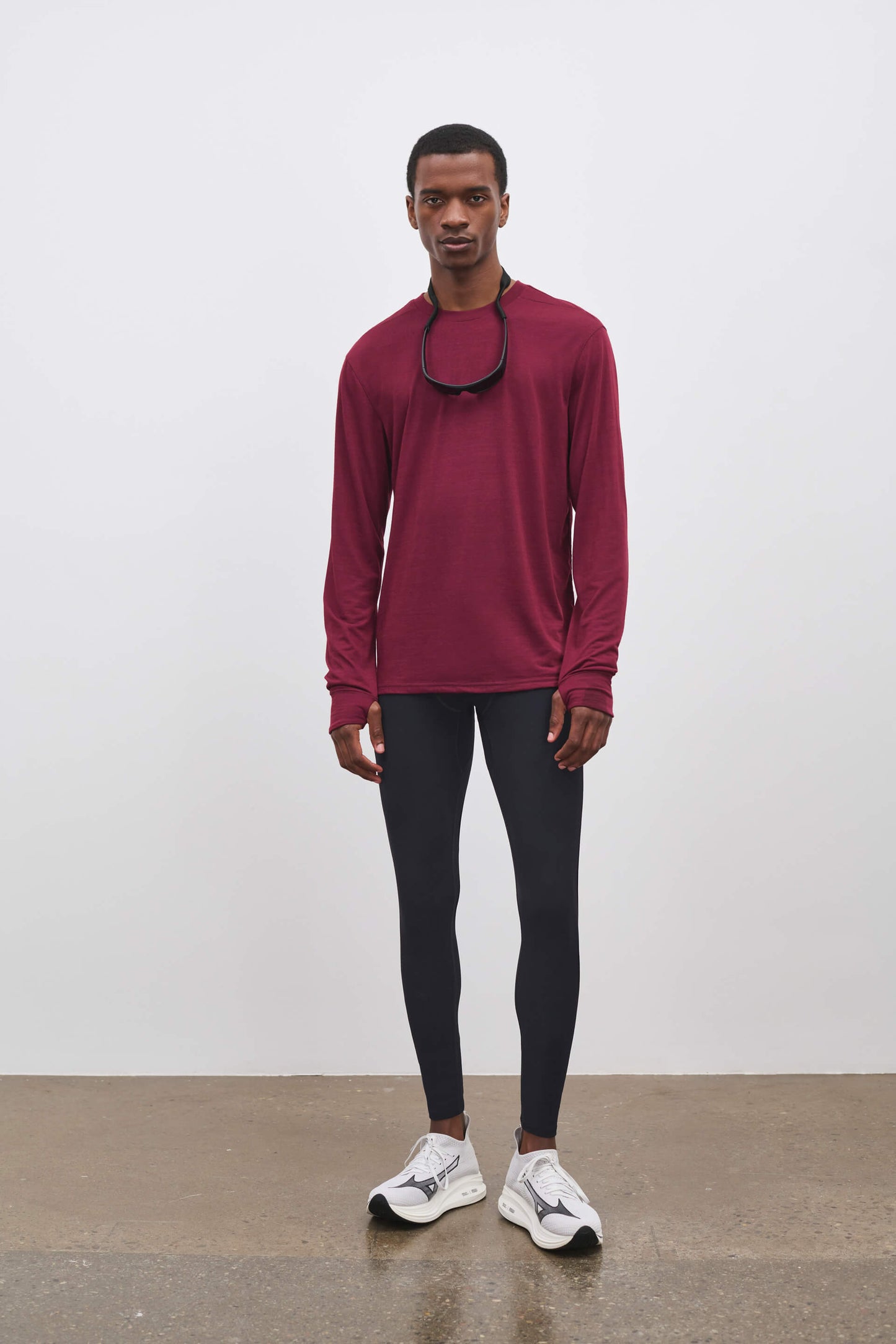 Literary Sport | Frank Mens Long Sleeve Running T-Shirt - Burgundy