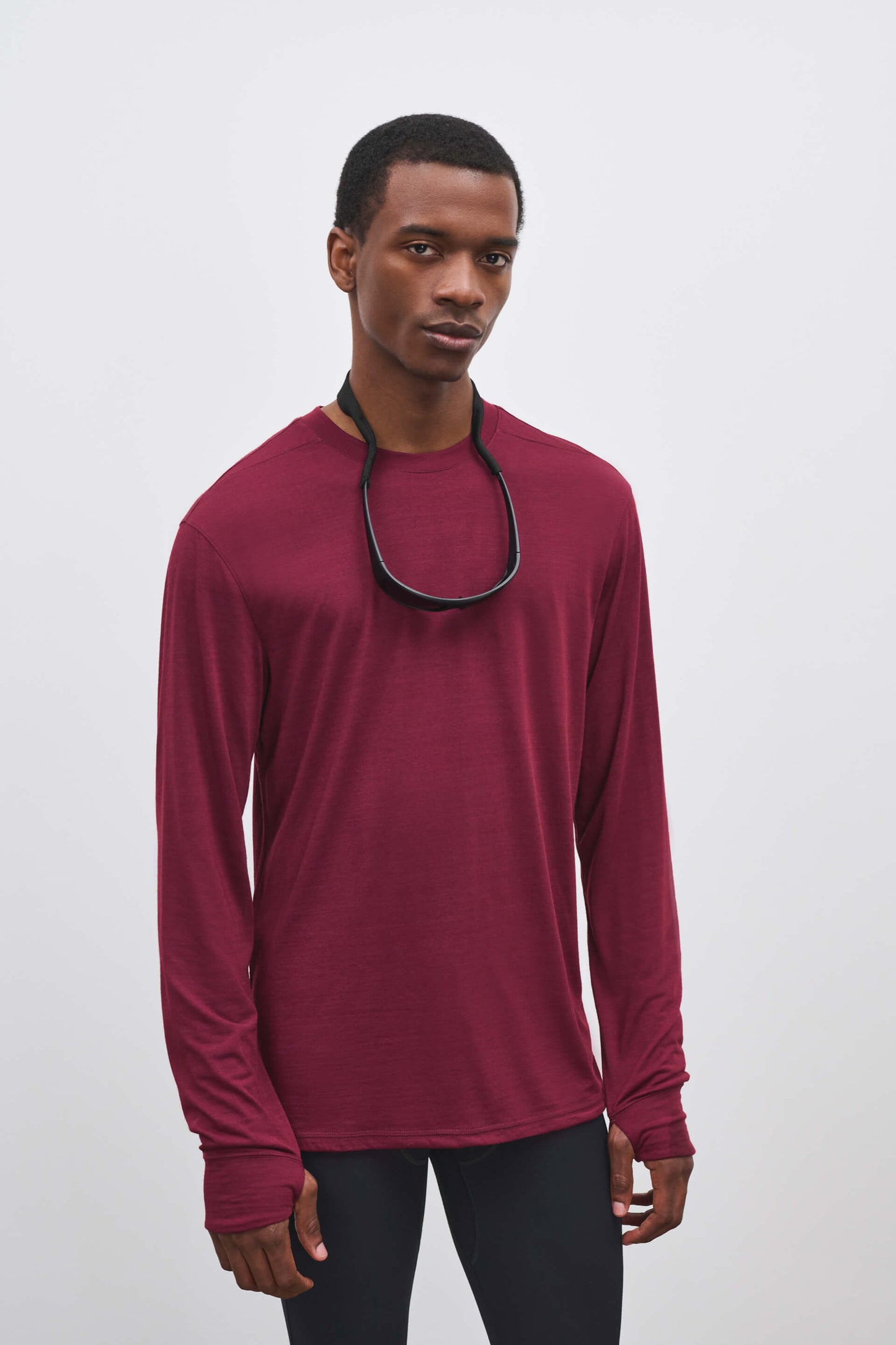 Literary Sport | Frank Mens Long Sleeve Running T-Shirt - Burgundy