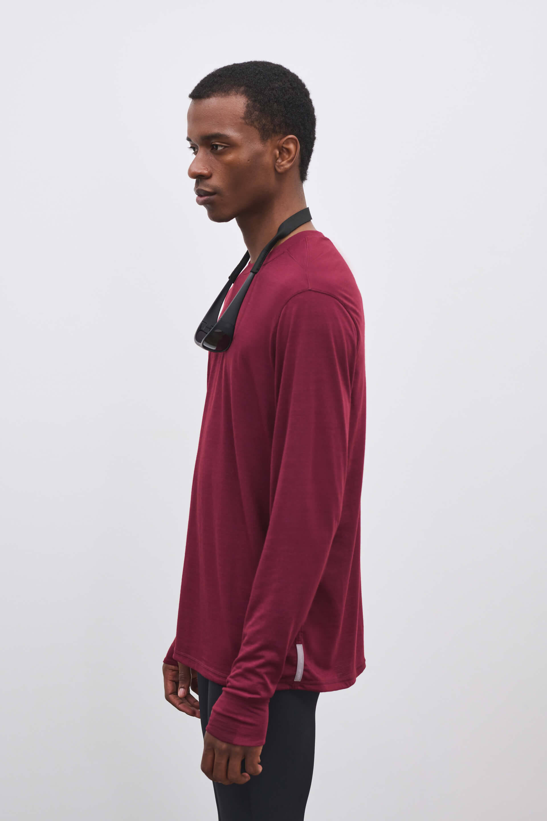 Literary Sport | Frank Mens Long Sleeve Running T-Shirt - Burgundy