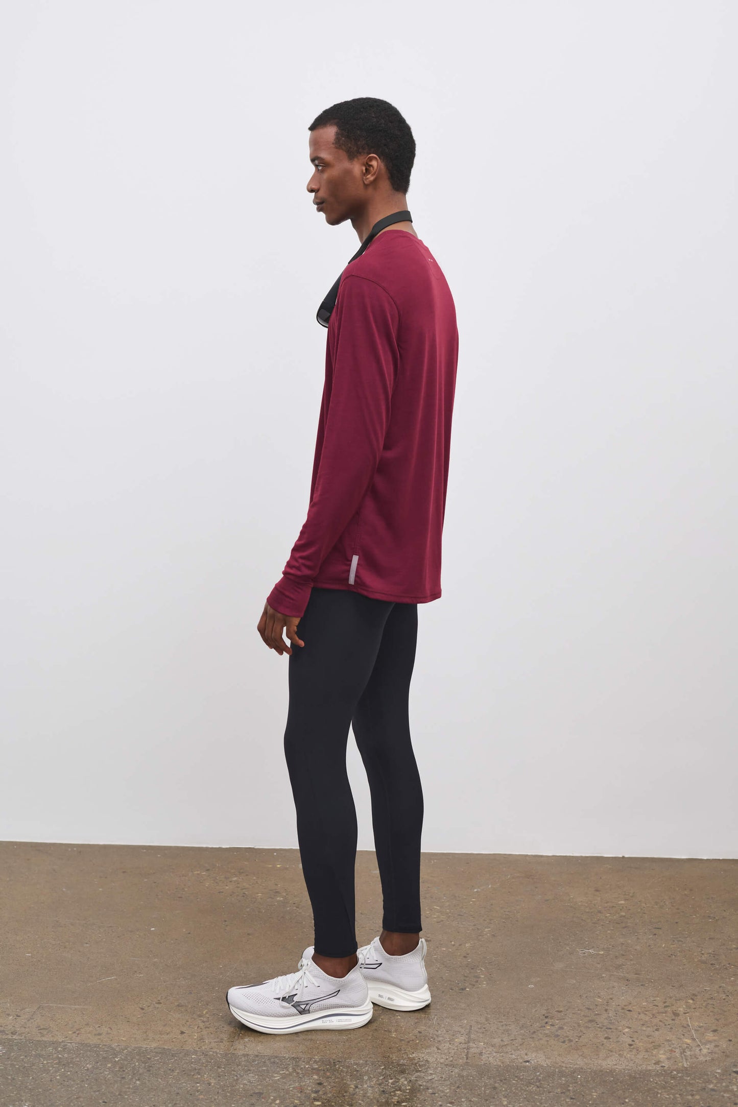 Literary Sport | Frank Mens Long Sleeve Running T-Shirt - Burgundy
