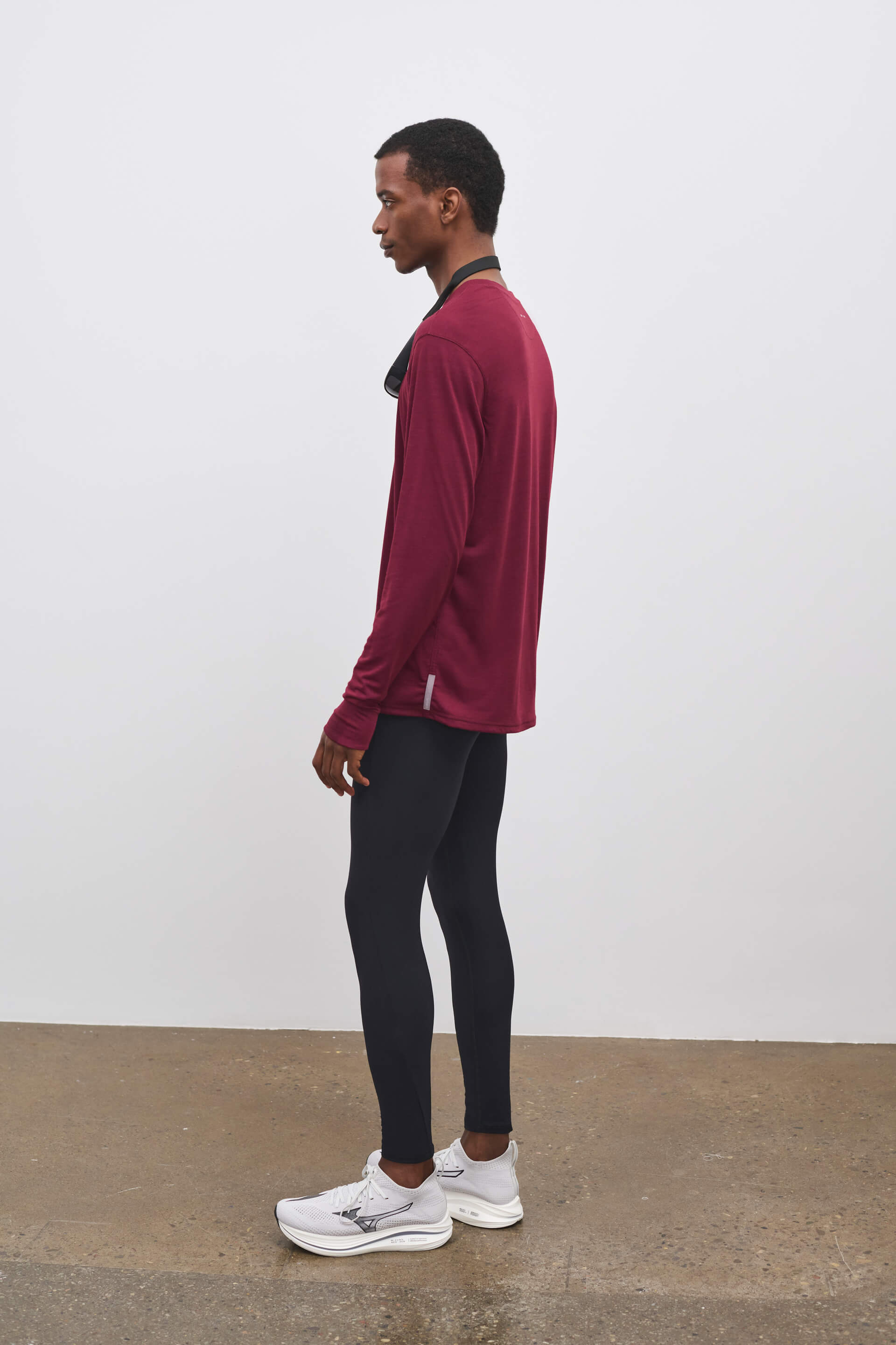 Literary Sport | Frank Mens Long Sleeve Running T-Shirt - Burgundy