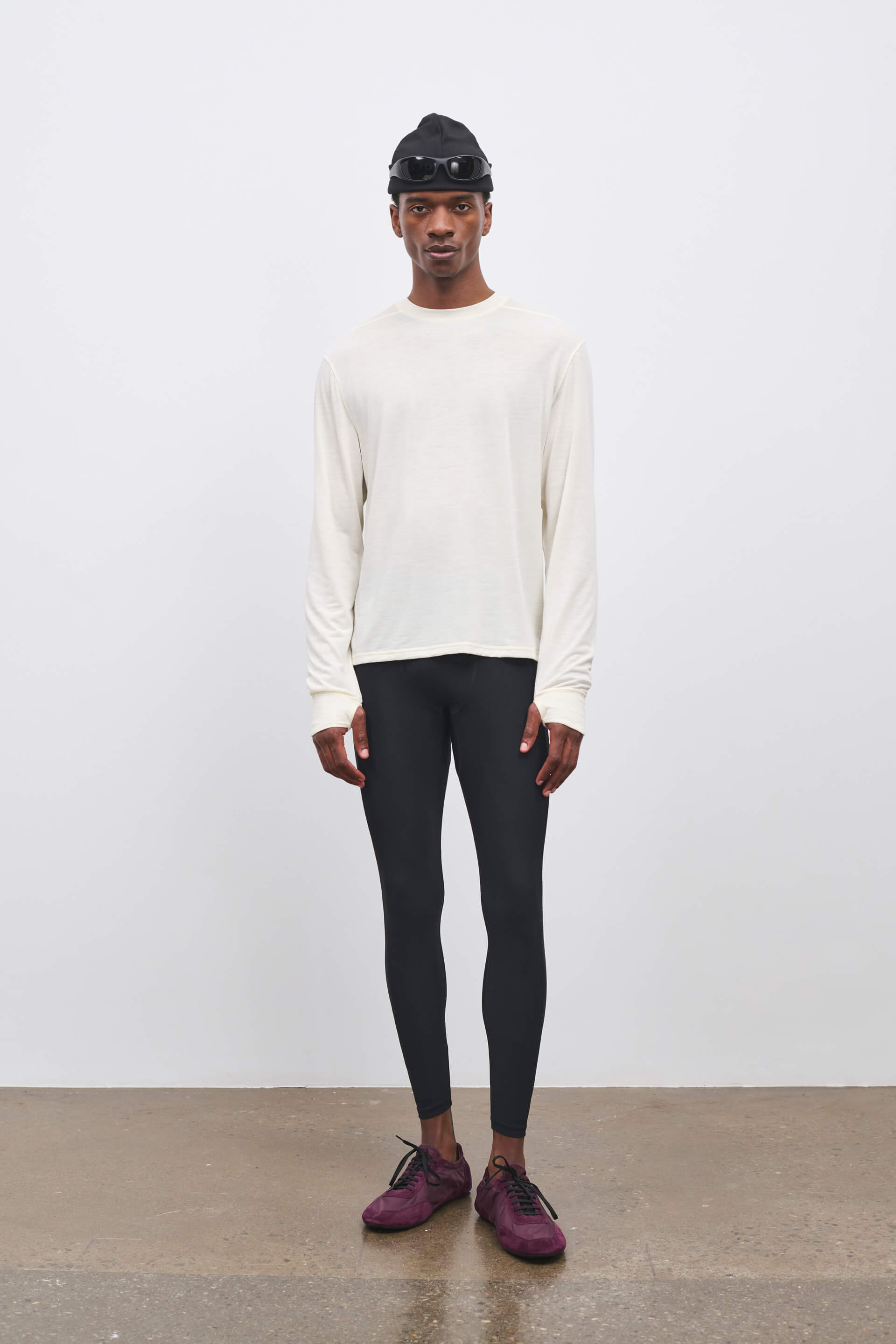 Literary Sport | Frank Mens Long Sleeve Running T-Shirt - Natural White