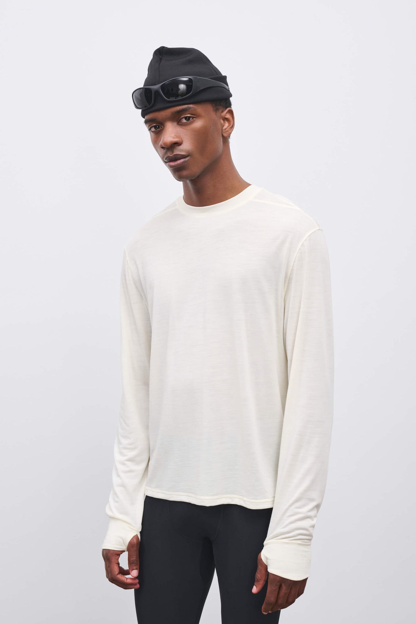 Literary Sport | Frank Mens Long Sleeve Running T-Shirt - Natural White