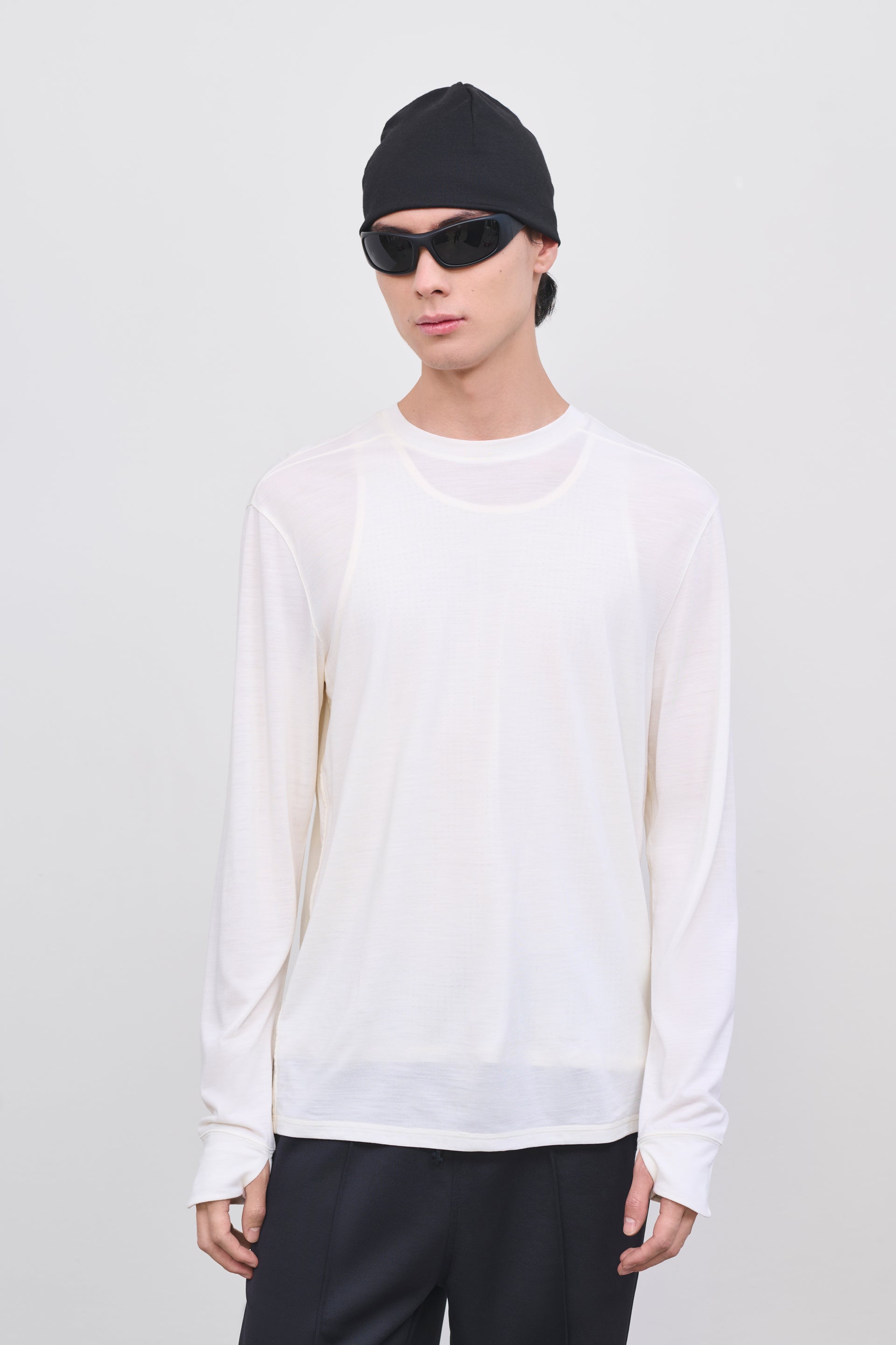Literary Sport | Frank Mens Long Sleeve Running T-Shirt - Natural White