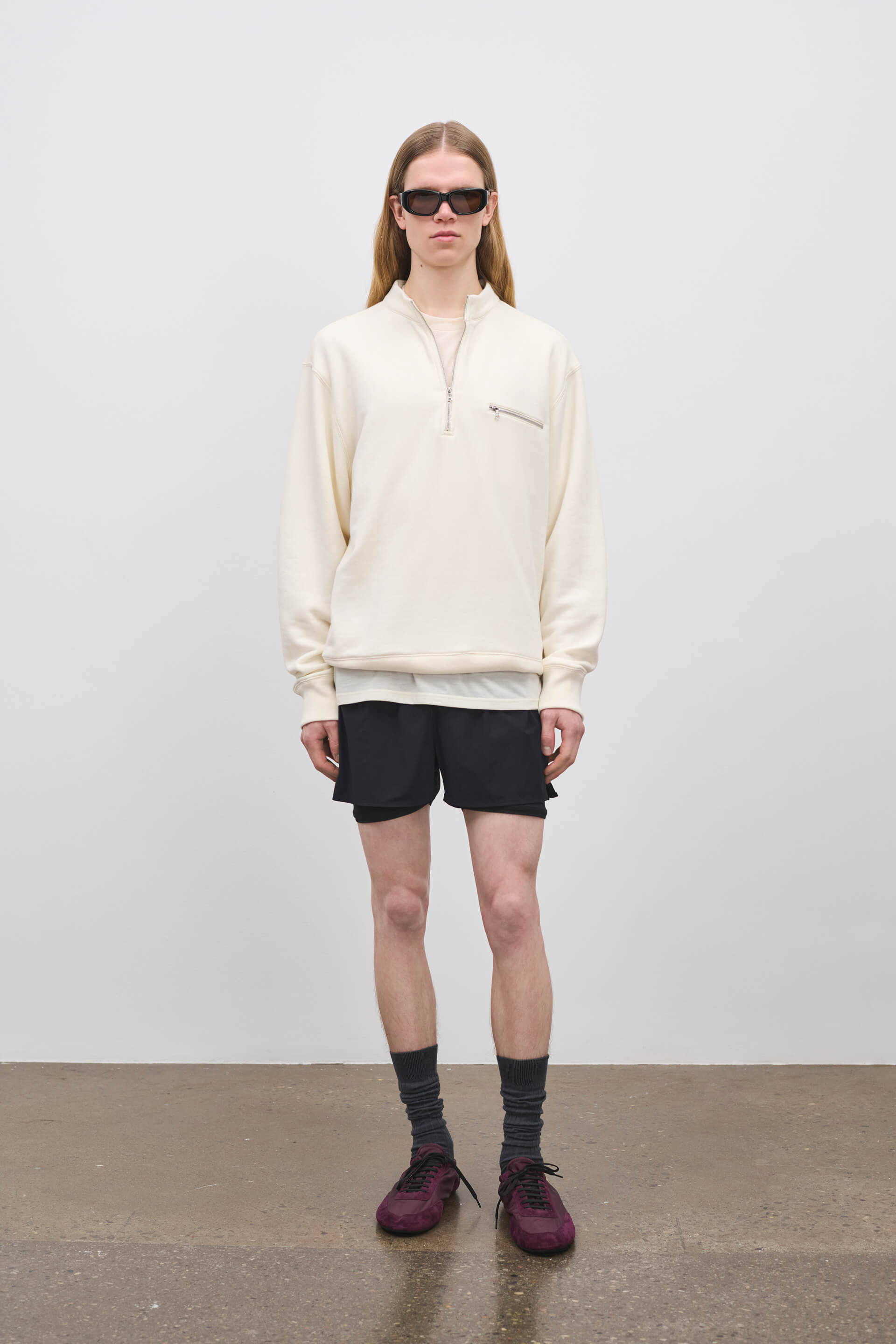 Literary Sport | Gabriel Mens Quarter Zip Sweatshirt - Natural White