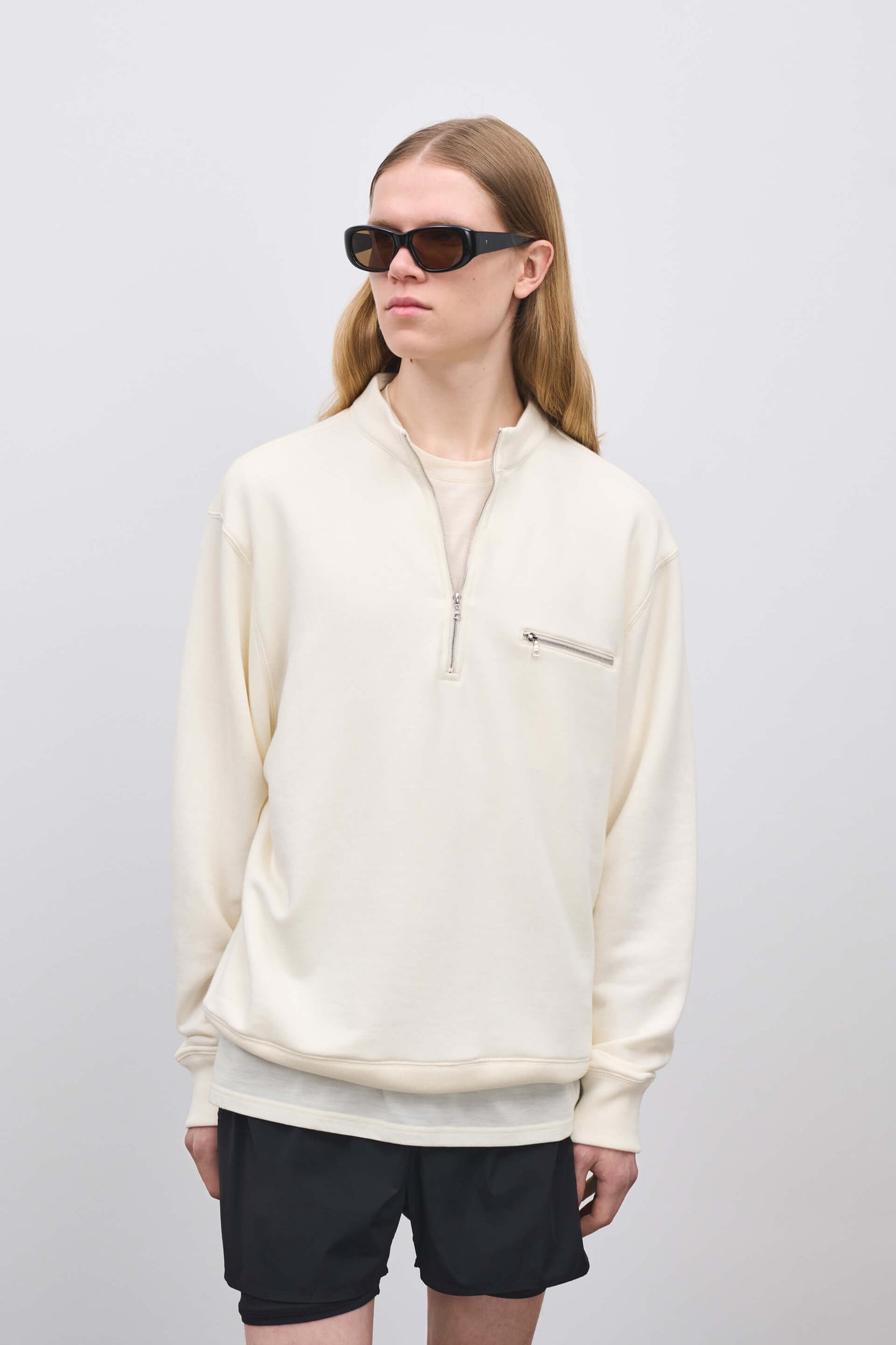 Literary Sport | Gabriel Mens Quarter Zip Sweatshirt - Natural White