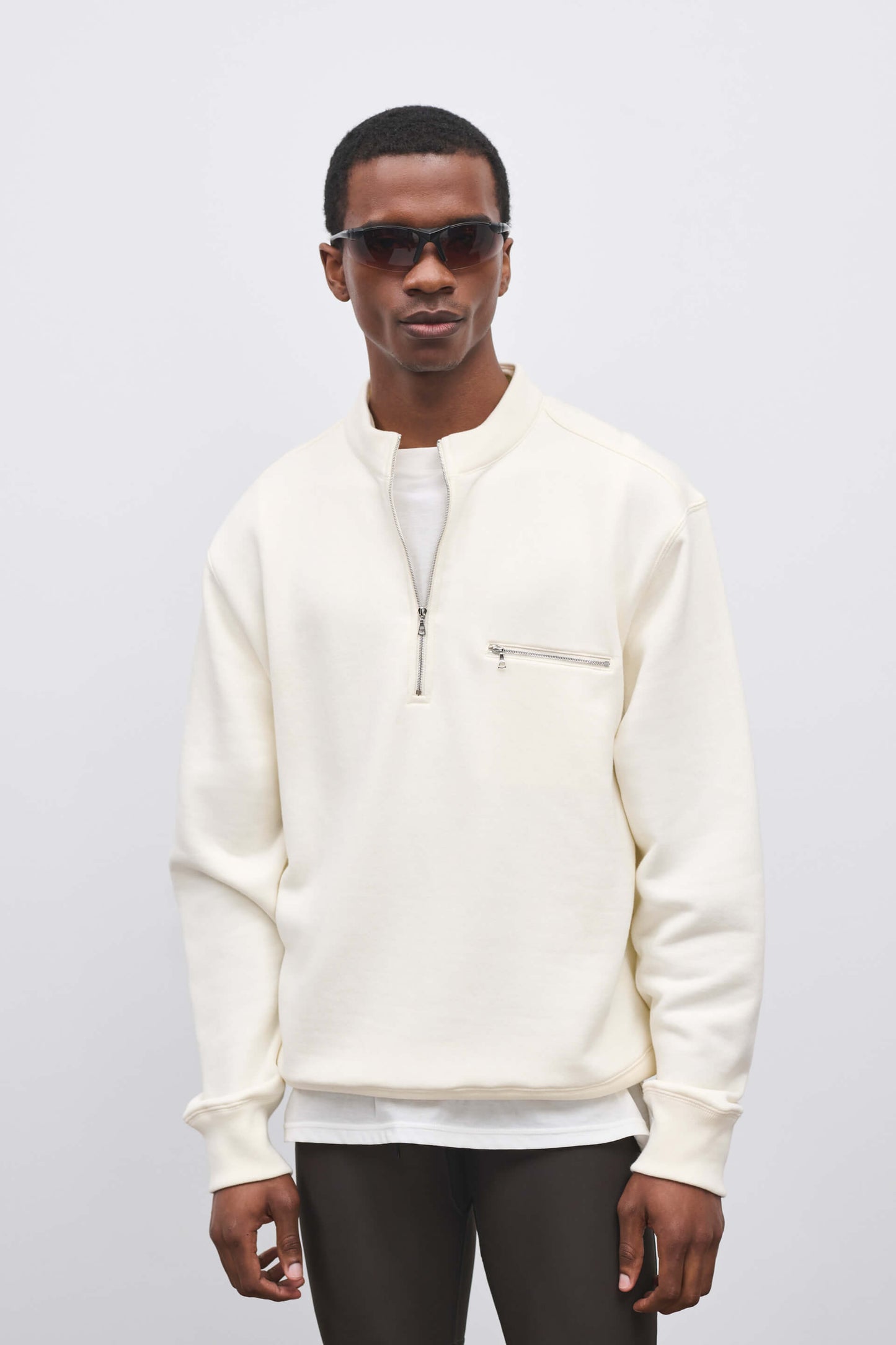 Literary Sport | Gabriel Mens Quarter Zip Sweatshirt - Natural White