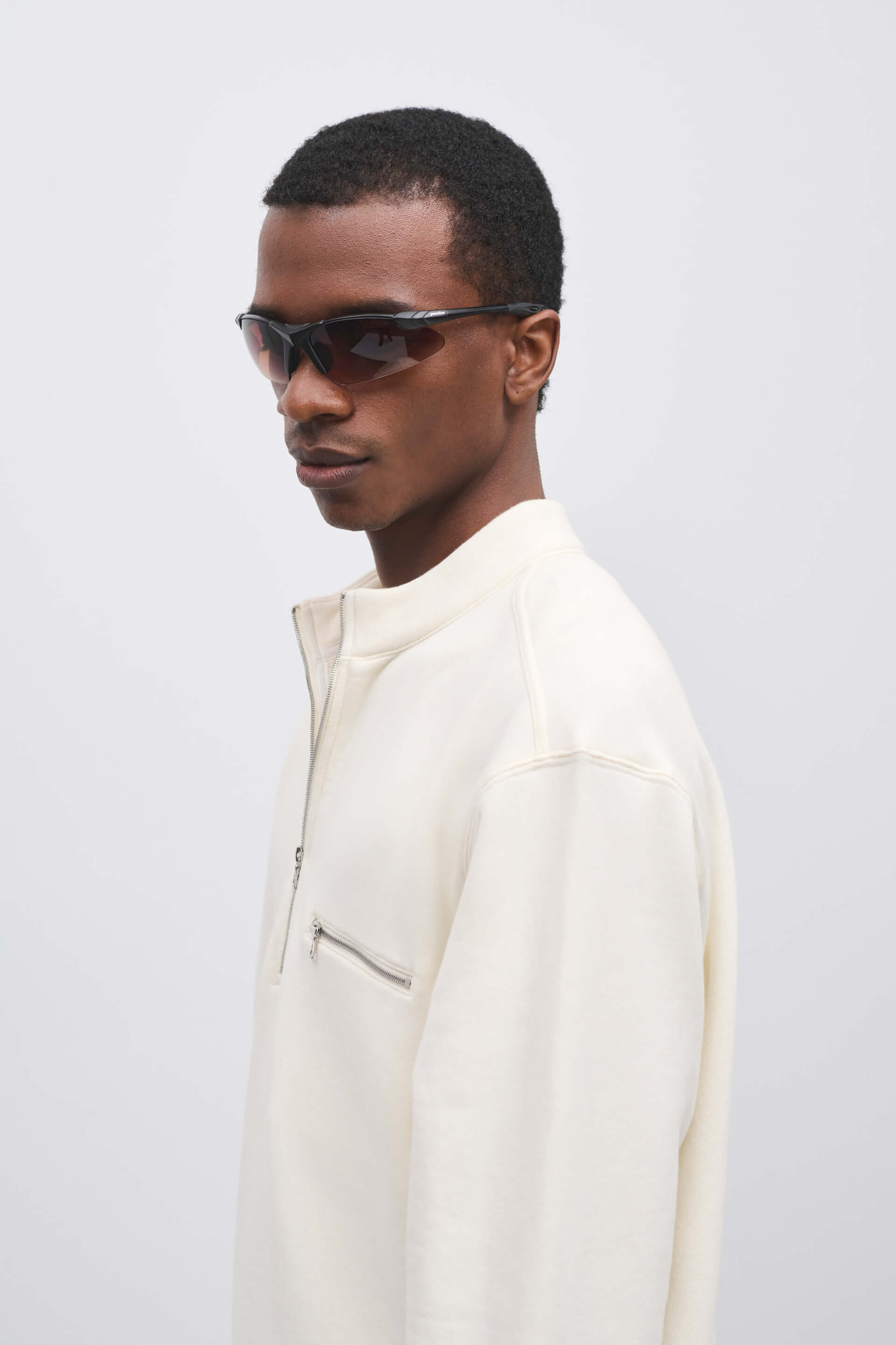 Literary Sport | Gabriel Mens Quarter Zip Sweatshirt - Natural White