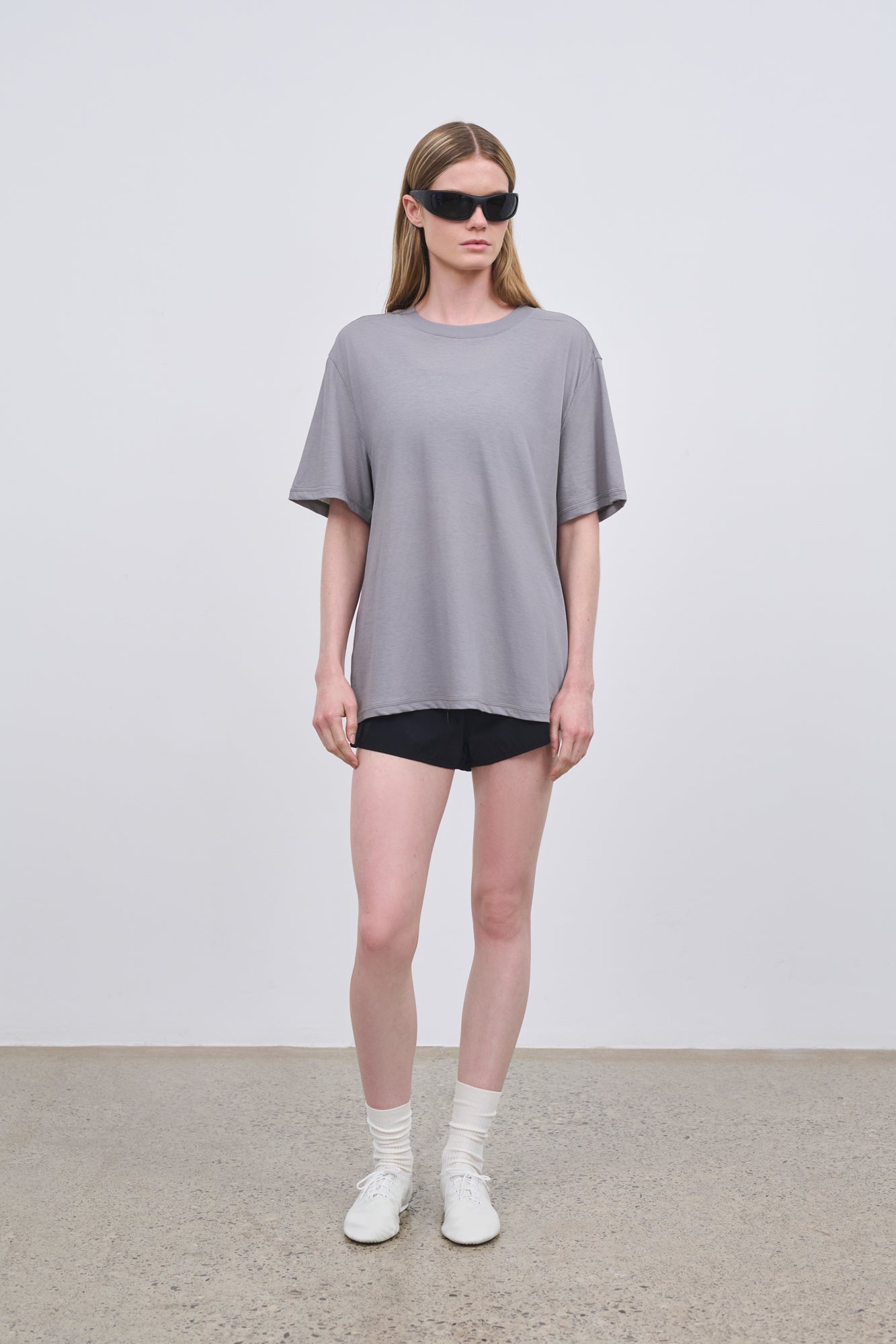 Literary Sport - Womens Lightweight Oversized Run T-Shirt in Cotton - Steel Grey