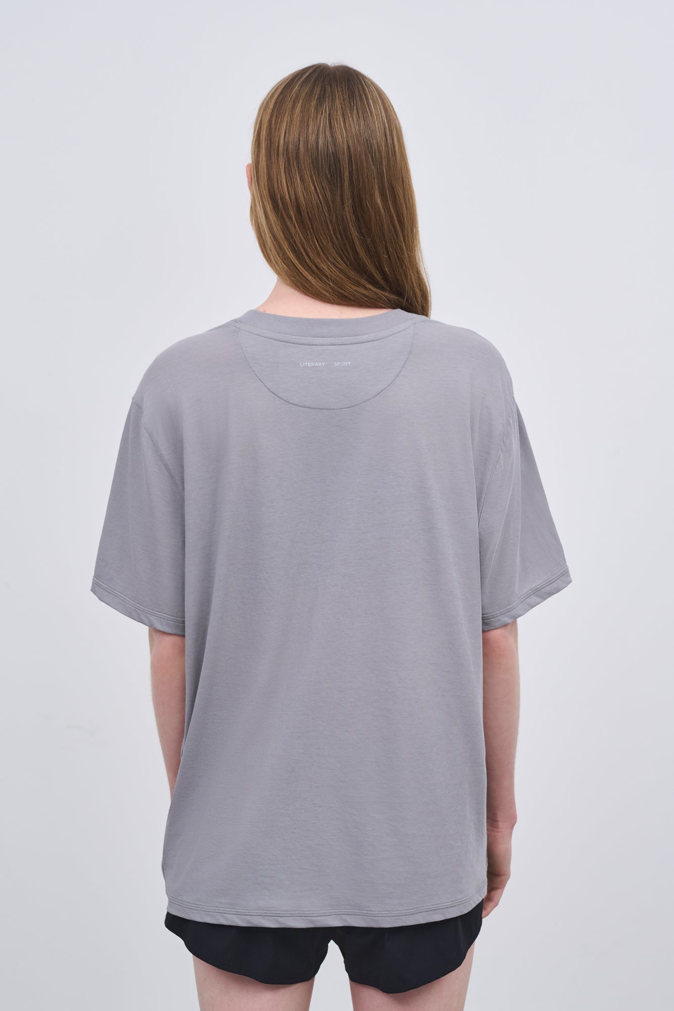 Literary Sport - Womens Lightweight Oversized Run T-Shirt in Cotton - Steel Grey