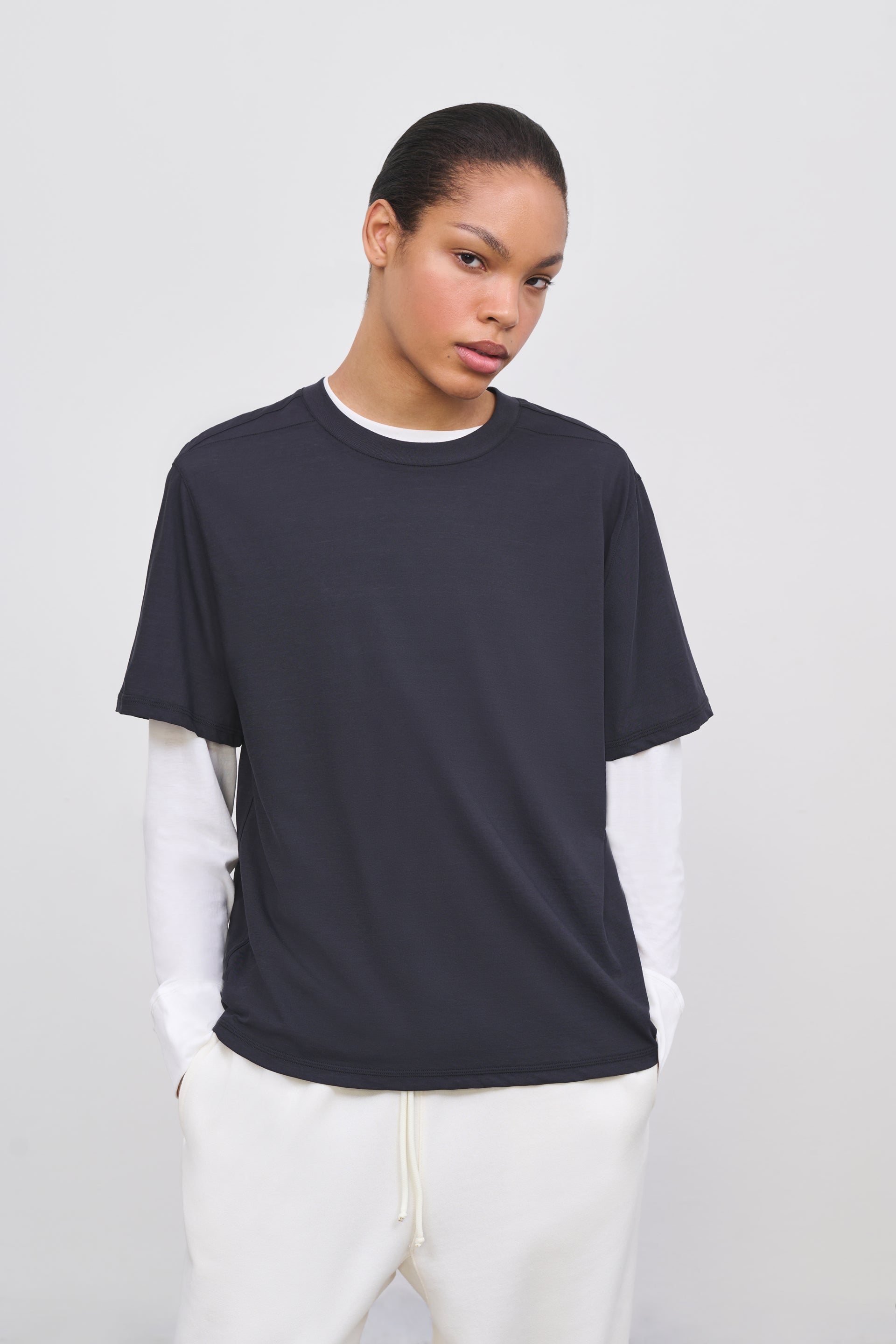 Literary Sport - Womens Lightweight Oversized Run T-Shirt in Cotton - Washed Black
