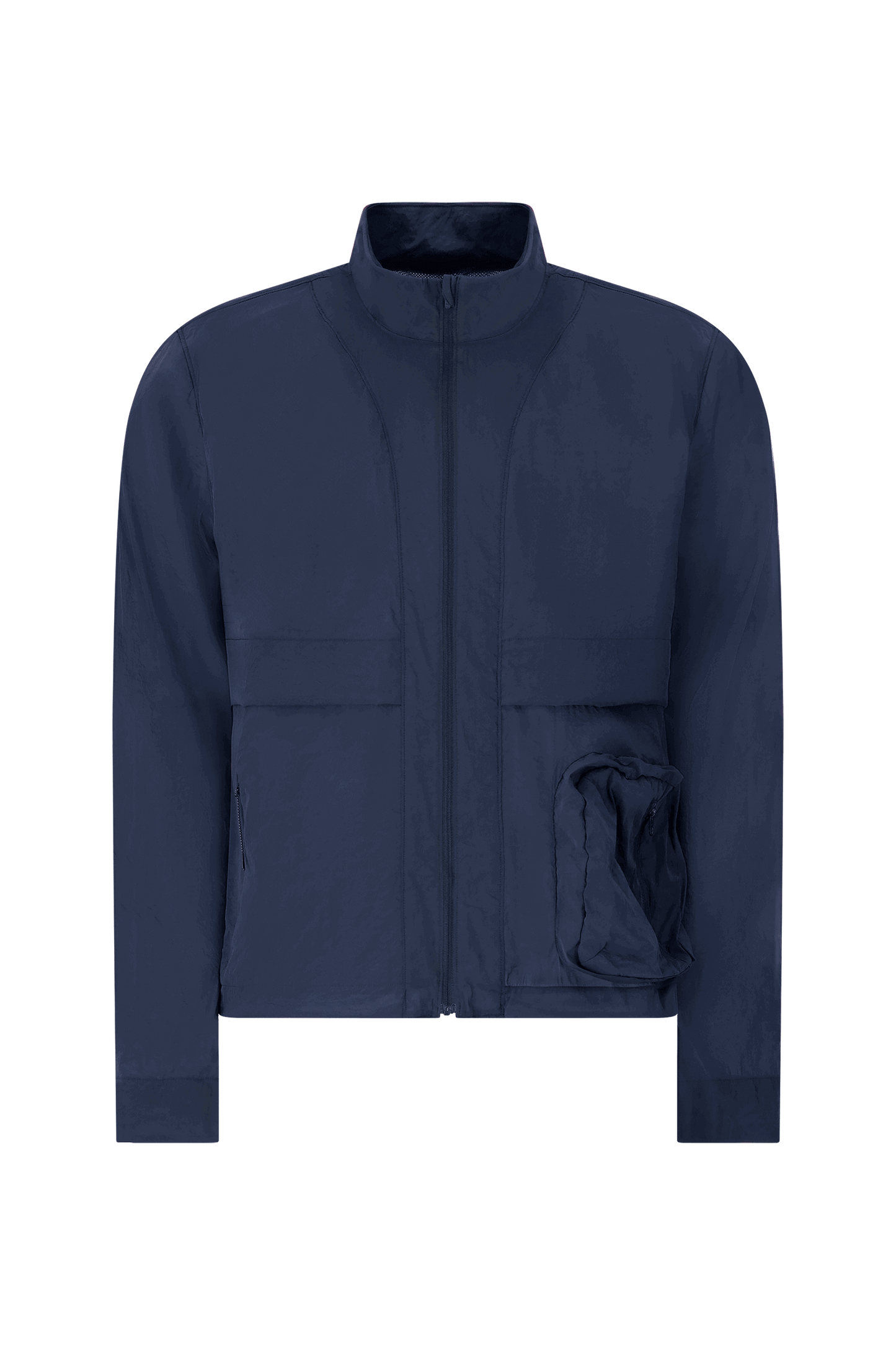 Literary Sport - Mens Henry Packable Running Jacket with Stand Collar - Navy Dark Blue