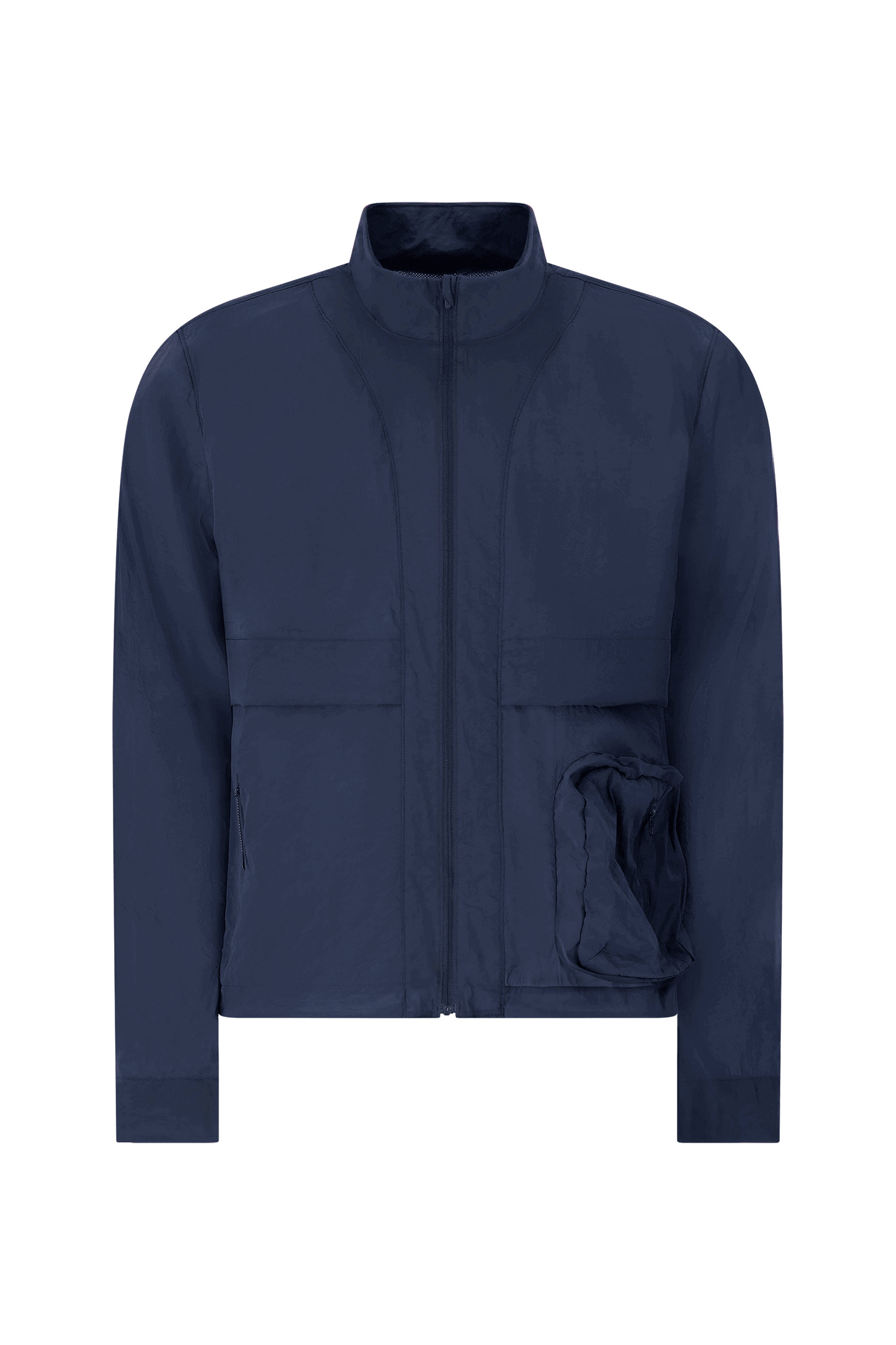Literary Sport - Mens Henry Packable Running Jacket with Stand Collar - Navy Dark Blue