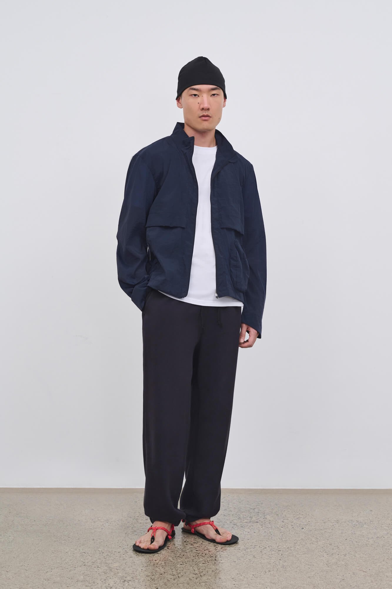 Literary Sport - Mens Henry Packable Running Jacket with Stand Collar - Navy Dark Blue