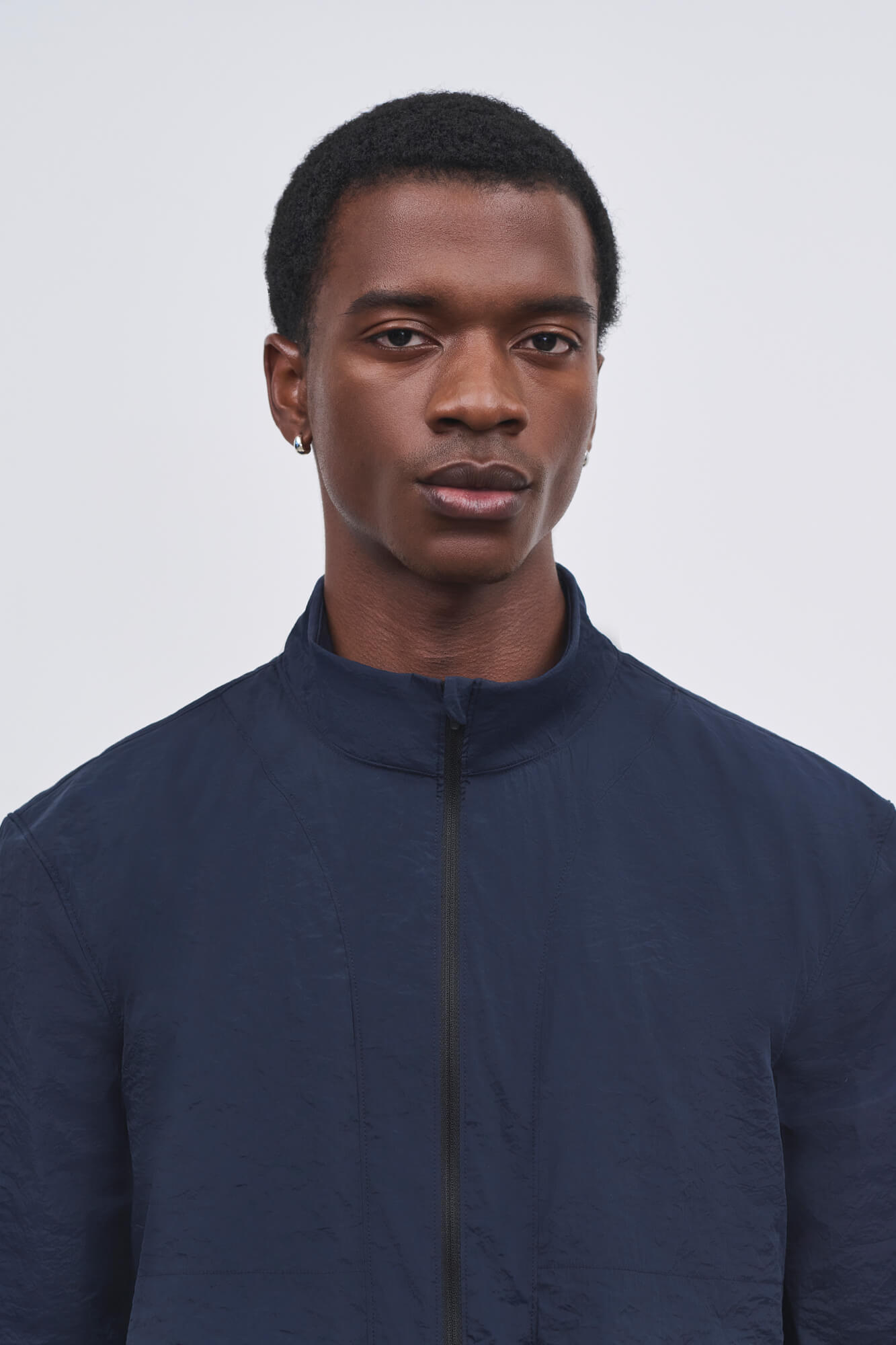 Literary Sport - Mens Henry Packable Running Jacket with Stand Collar - Navy Dark Blue