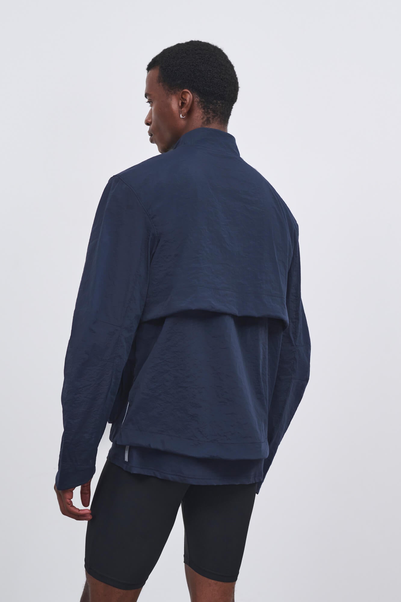 Literary Sport - Mens Henry Packable Running Jacket with Stand Collar - Navy Dark Blue