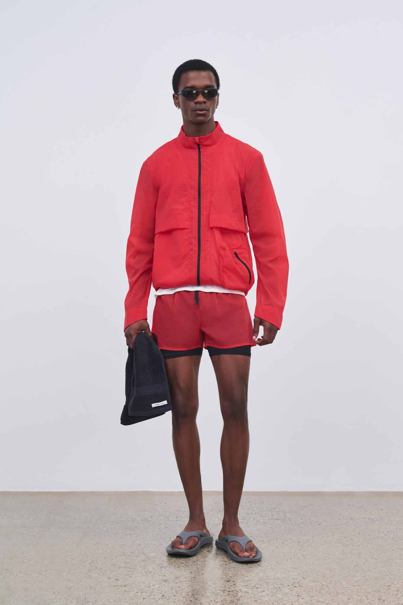 Literary Sport - Mens Henry Packable Running Jacket with Stand Collar - Scarlet Red