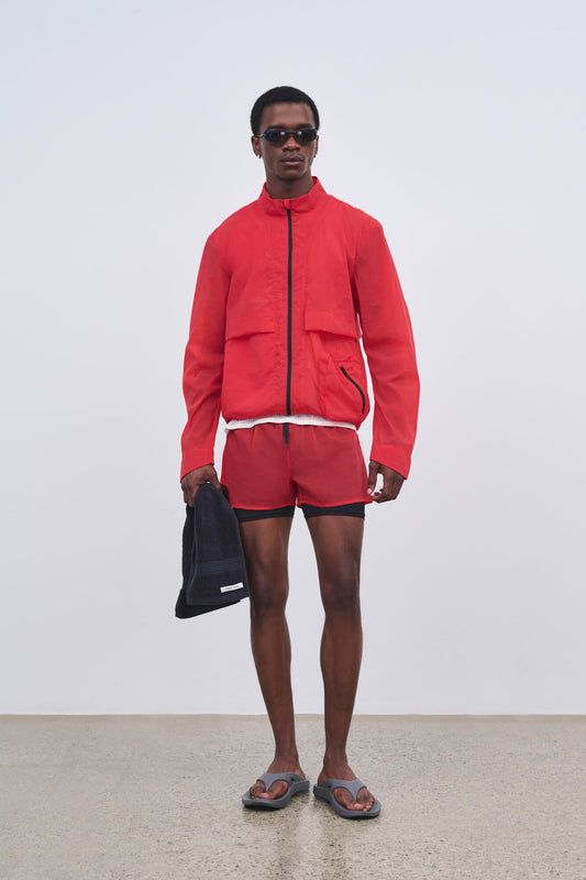 Literary Sport - Mens Myles Run Short with Brief - Scarlet with Black Brief