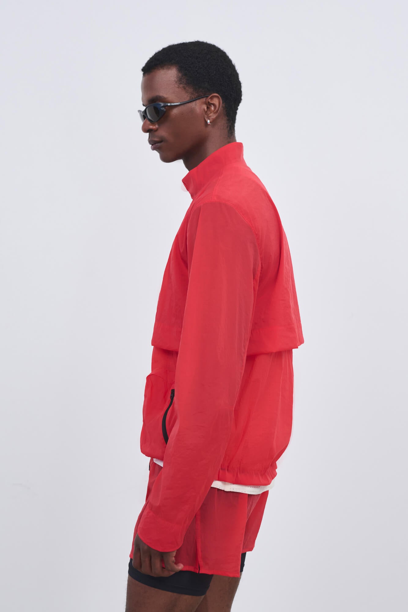 Literary Sport - Mens Henry Packable Running Jacket with Stand Collar - Scarlet Red
