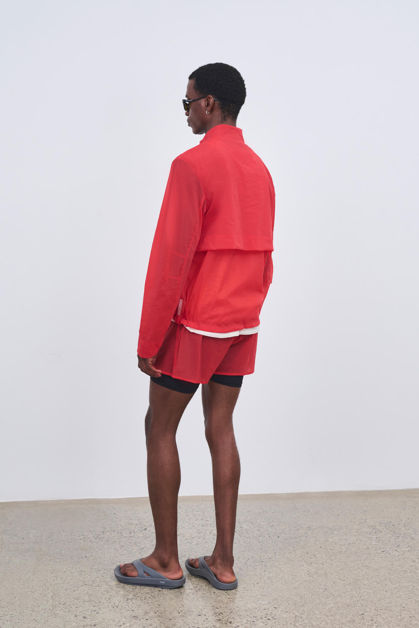 Literary Sport - Mens Henry Packable Running Jacket with Stand Collar - Scarlet Red