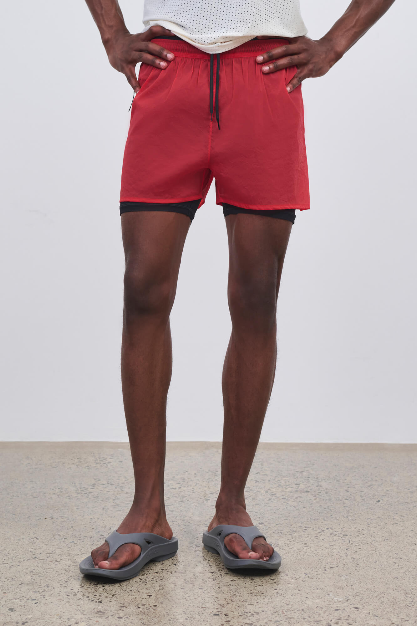 Literary Sport - Mens Myles Run Short with Brief - Scarlet with Black Brief