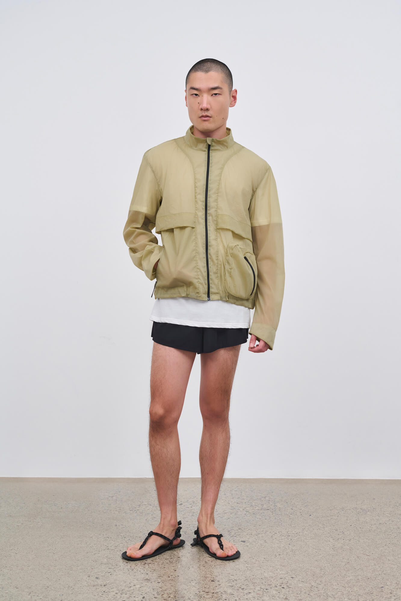 Literary Sport - Mens Henry Packable Running Jacket with Stand Collar - Tan