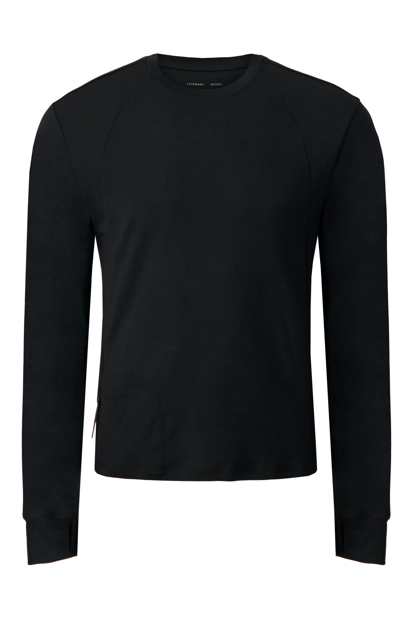 Literary Sport - Whit Mens Long Sleeve COOLMAX® Running T-Shirt - Black - Front
