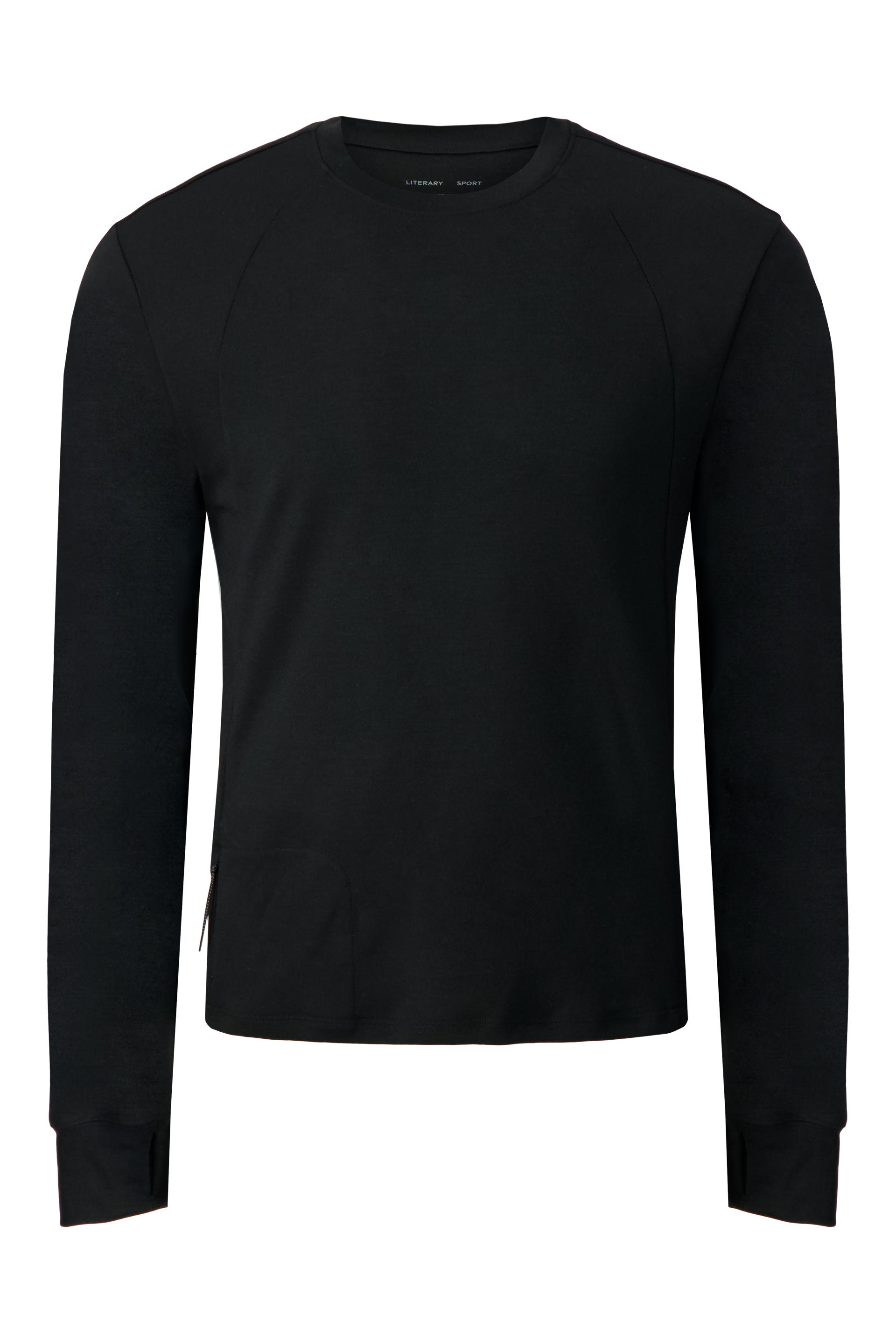 Literary Sport - Whit Mens Long Sleeve COOLMAX® Running T-Shirt - Black - Front