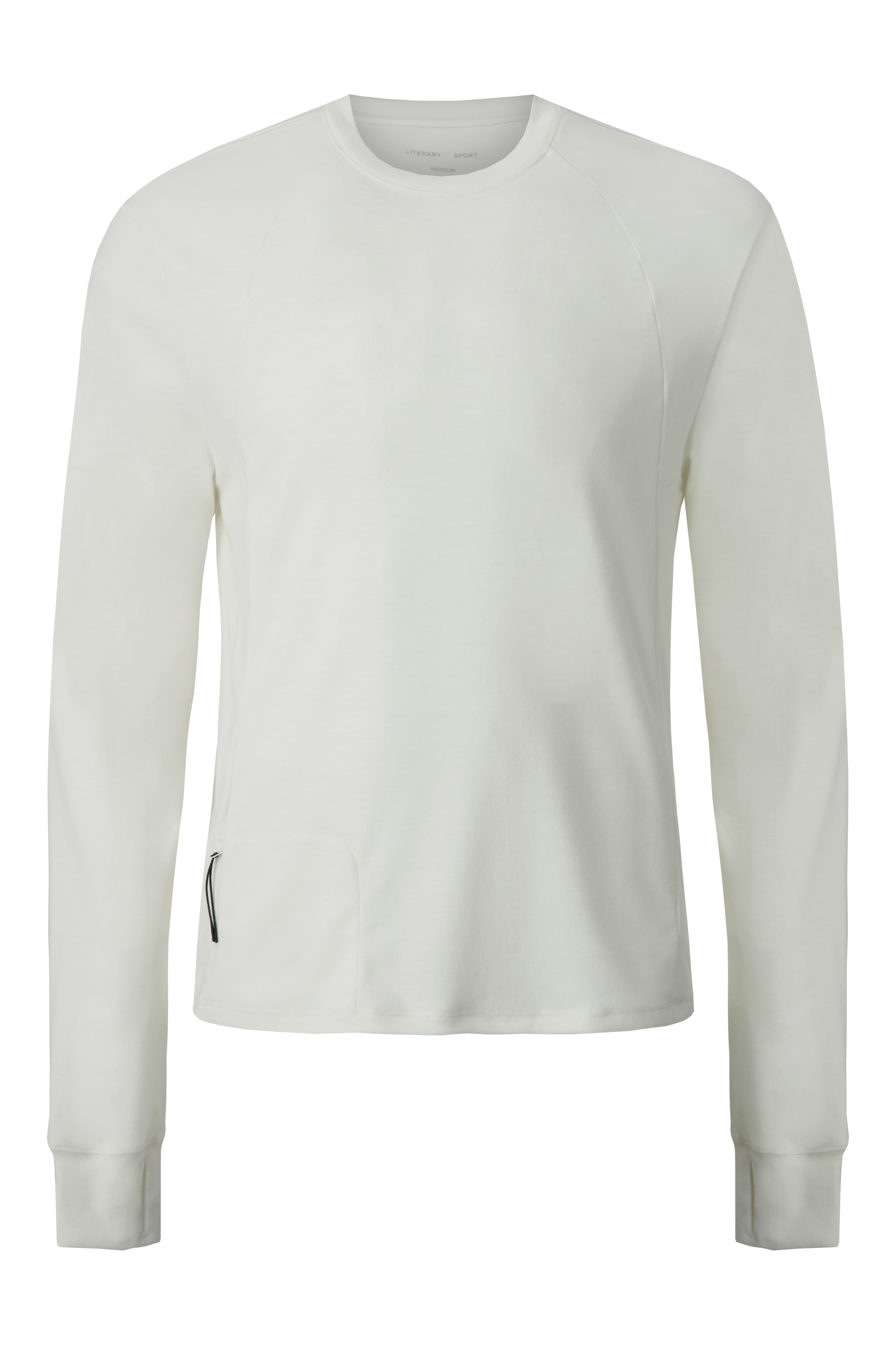 Literary Sport - Whit Mens Long Sleeve COOLMAX® Running T-Shirt - Bone Off-White - Front