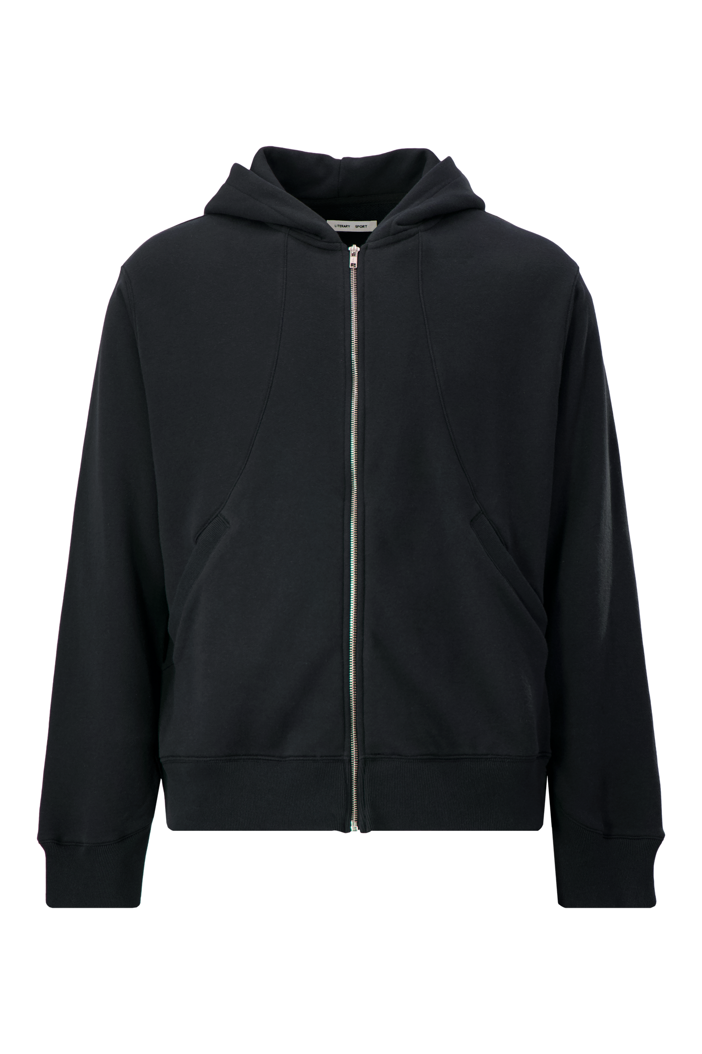 Literary Sport | Nell Mens Zip-Up Hoodie - Washed Black - Front